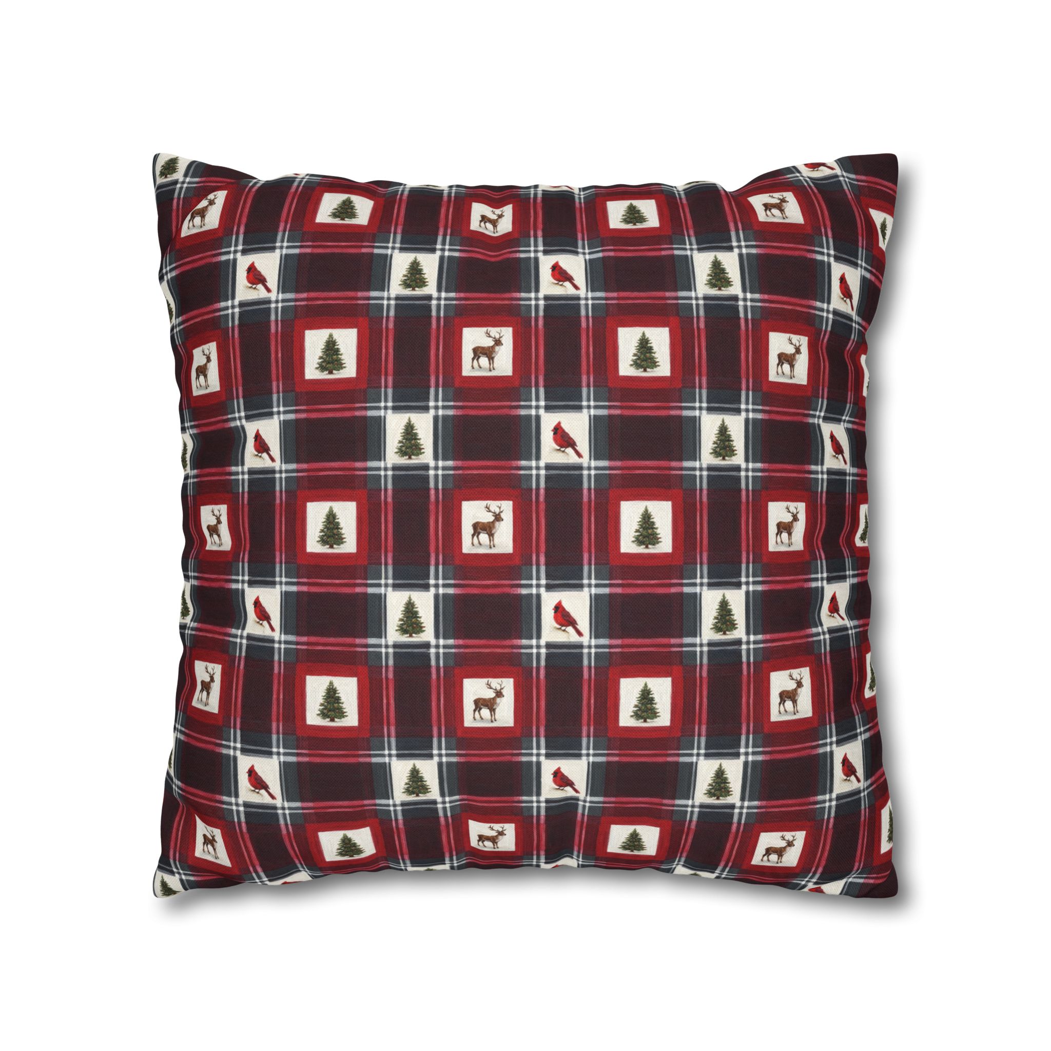 Buffalo Plaid Reindeer Pillow Cover, Red and Black Christmas Lodge Throw Pillow, Cabin Holiday Decor - Image 6