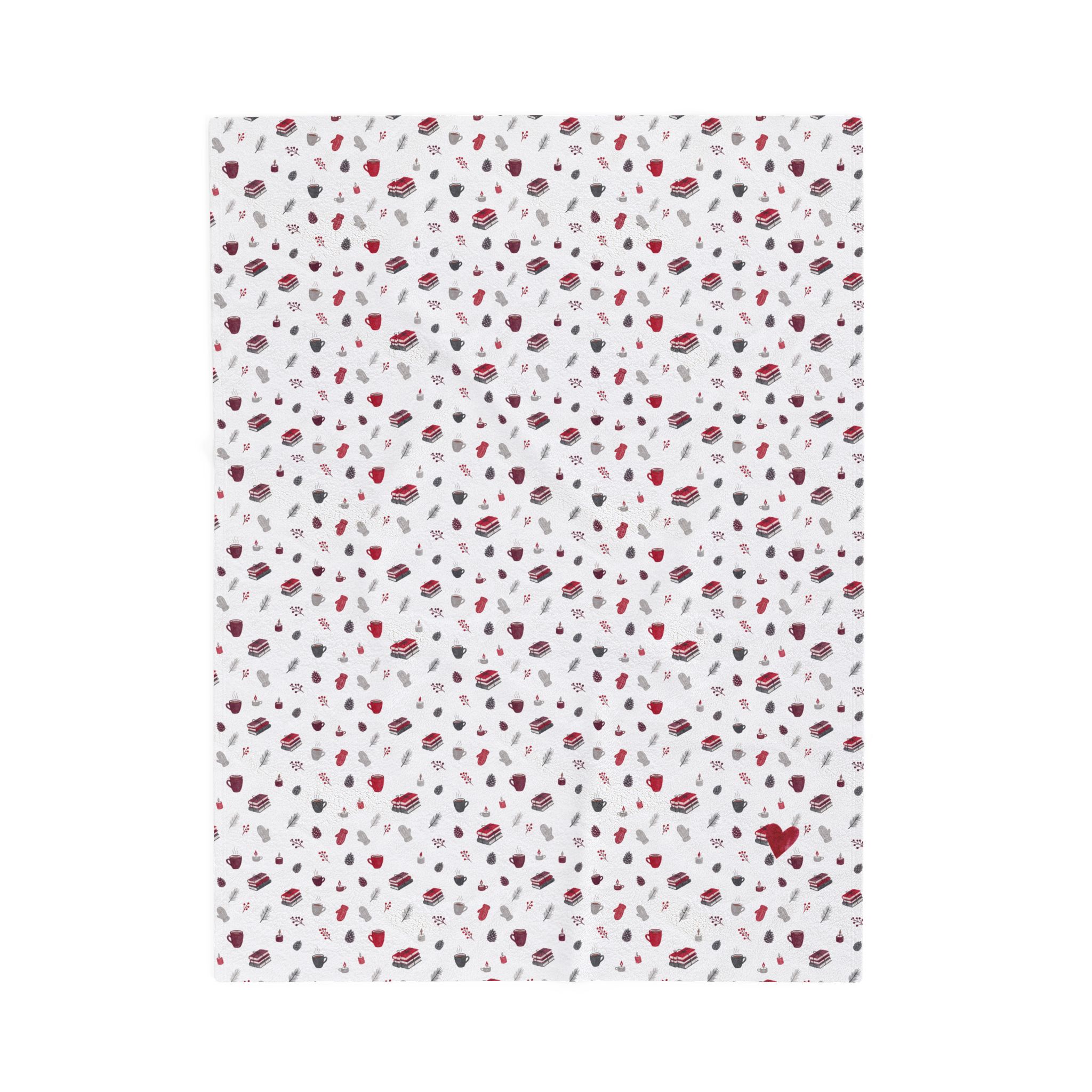Cozy Winter Velveteen Plush Blanket, Red and White Hygge Christmas Throw, Soft Holiday Blanket - Image 2