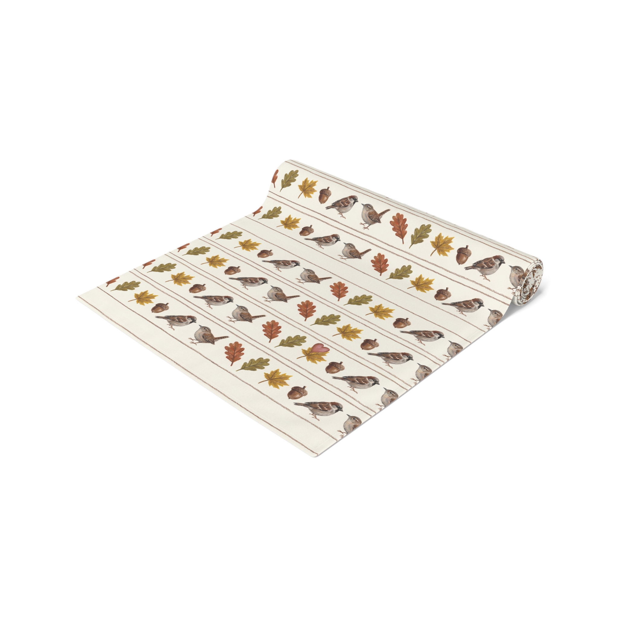 Fall Sparrow Table Runner, Hand-Drawn Bird Thanksgiving Table Decor, Autumn Dining Runner - Image 4