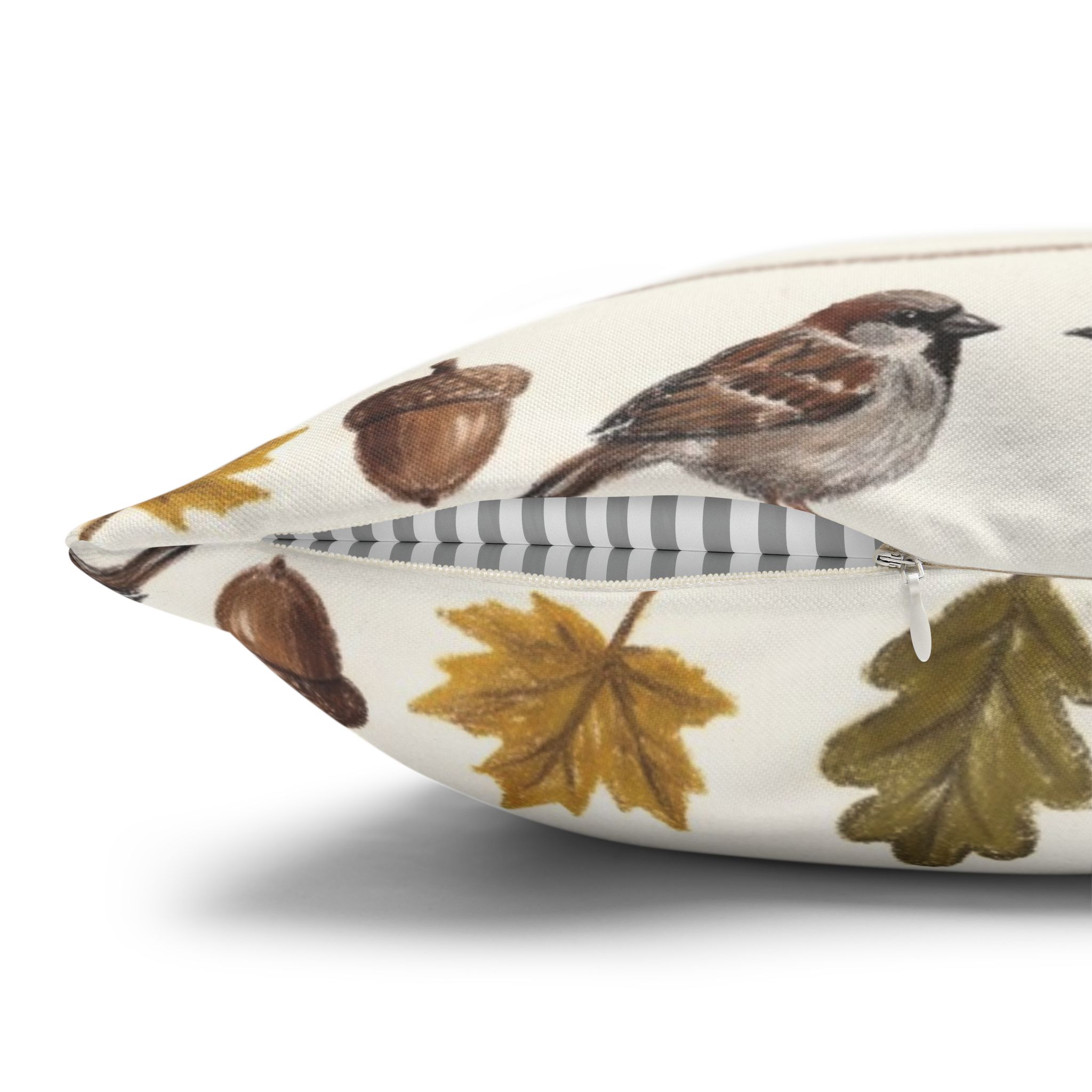 Fall Sparrow Pillow Cover, Hand-Drawn Bird Autumn Throw Pillow, Thanksgiving Decor - Image 4