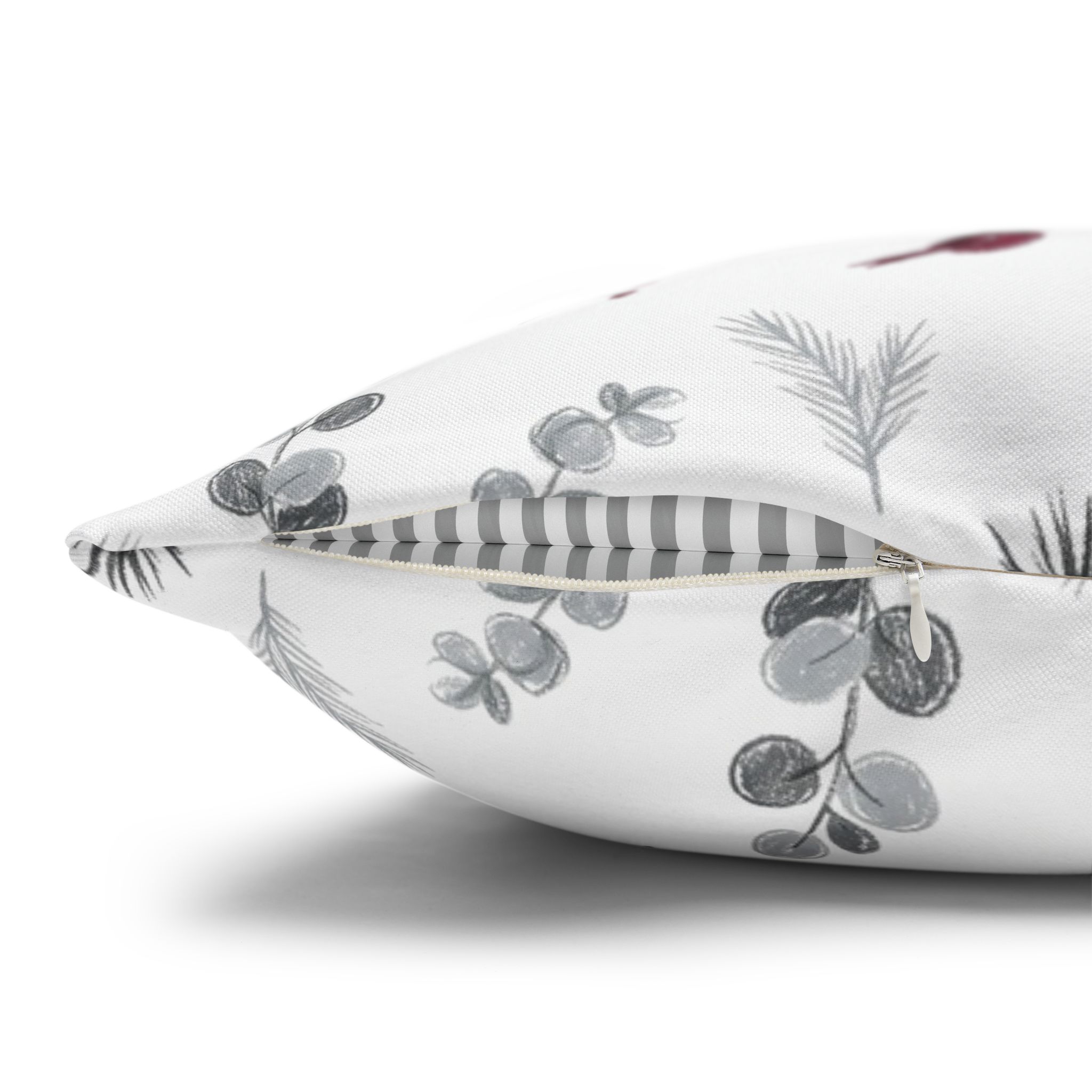 Cardinal Pillow Cover, Red Bird Christmas Throw Pillow, Botanical Winter Decor - Image 4