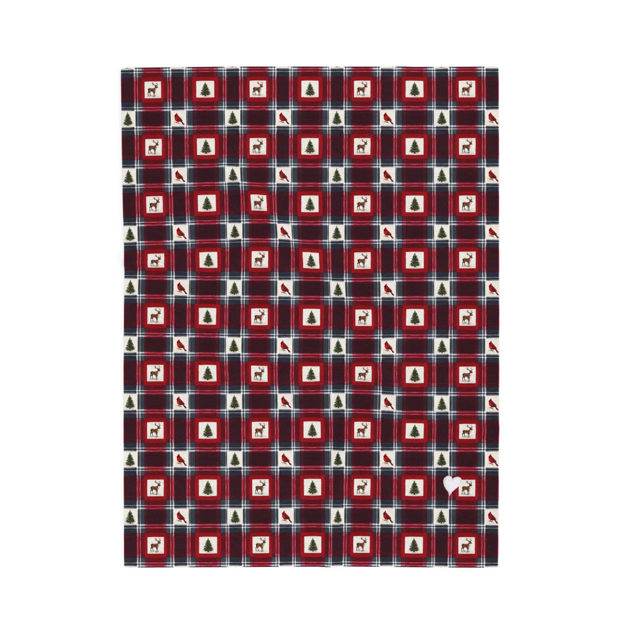 Buffalo Plaid Reindeer Velveteen Plush Blanket, Red and Black Christmas Lodge Throw, Cozy Cabin Holiday Blanket - Image 2