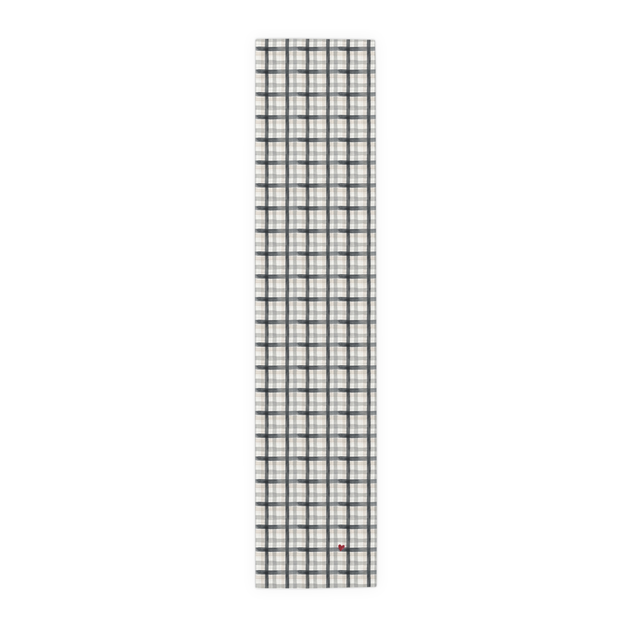 Charcoal Gray Plaid Table Runner, Watercolor Tartan Holiday Table Decor, Neutral Winter Dining - Image 6