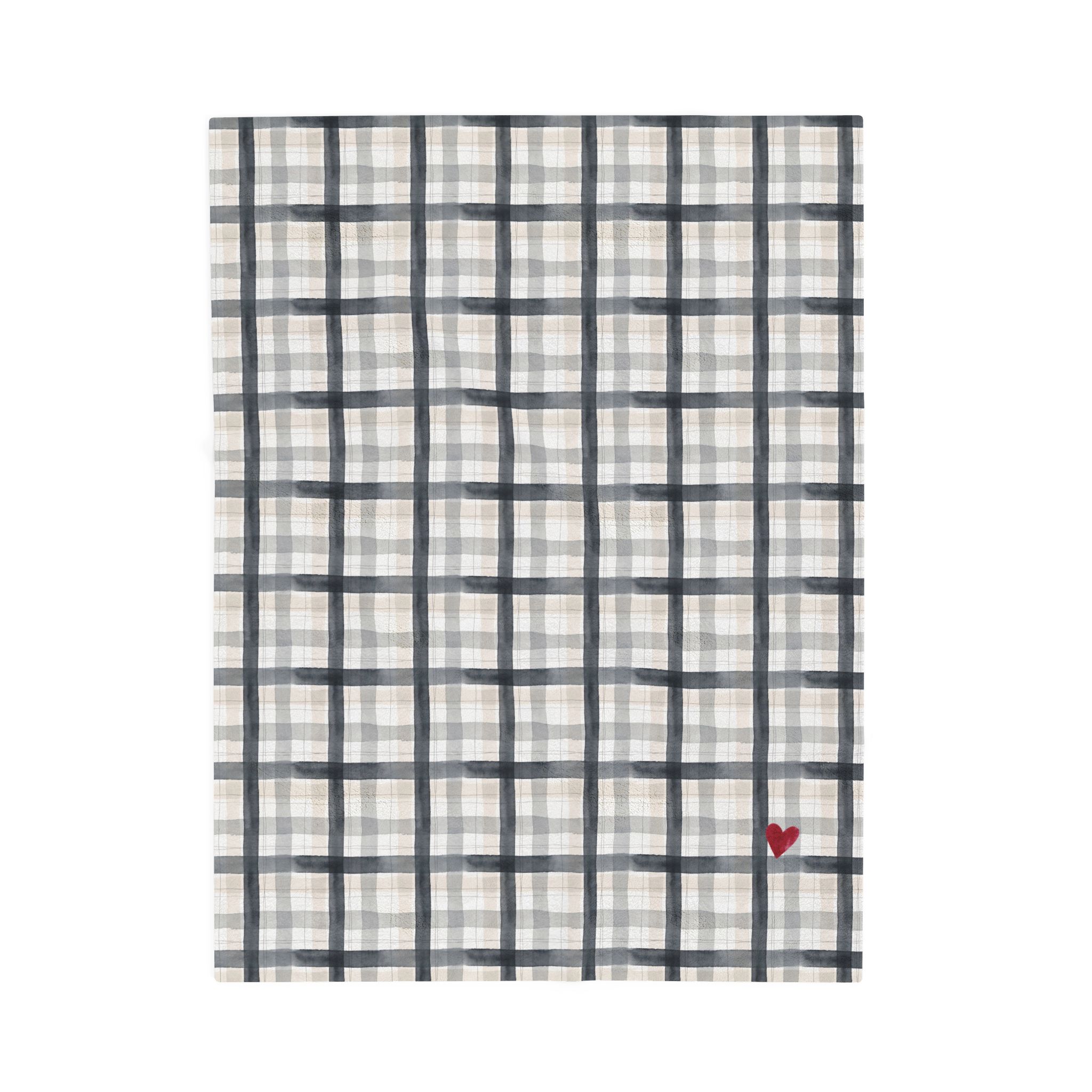 Charcoal Gray Plaid Velveteen Plush Blanket, Watercolor Tartan Throw, Cozy Neutral Winter Blanket - Image 2