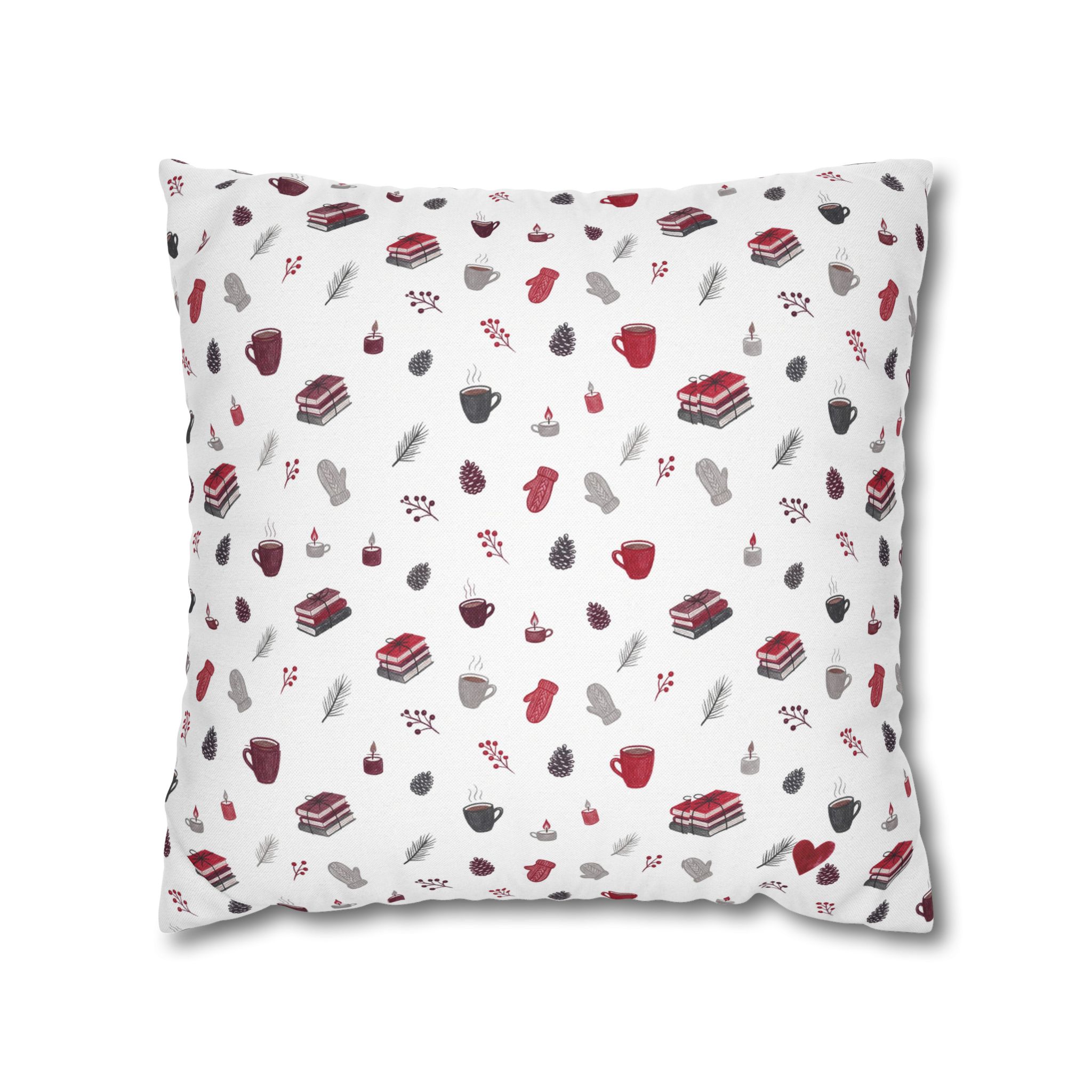 Cozy Winter Pillow Cover, Red and White Hygge Christmas Throw Pillow, Holiday Decor - Image 5