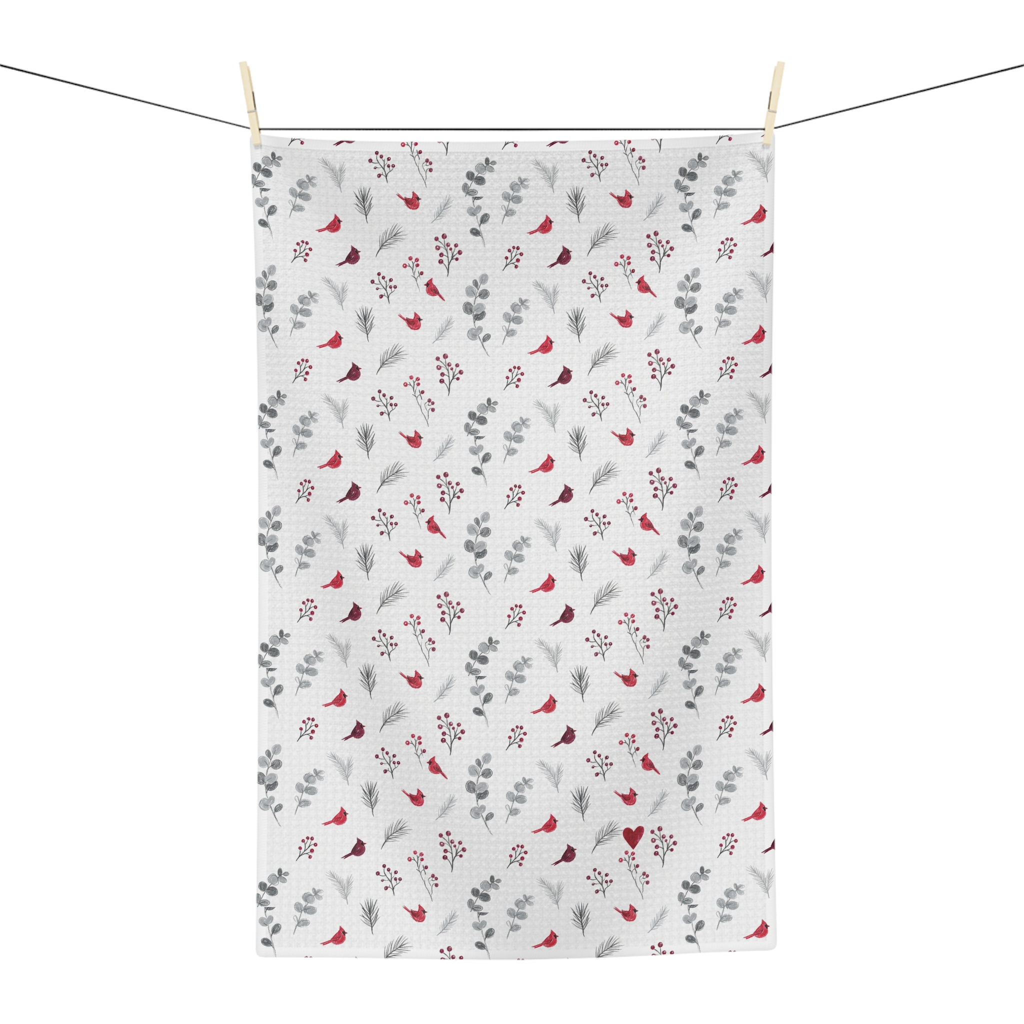 Cardinal Christmas Tea Towel, Watercolor Red Bird Kitchen Towel, Holiday Hostess Gift - Image 5