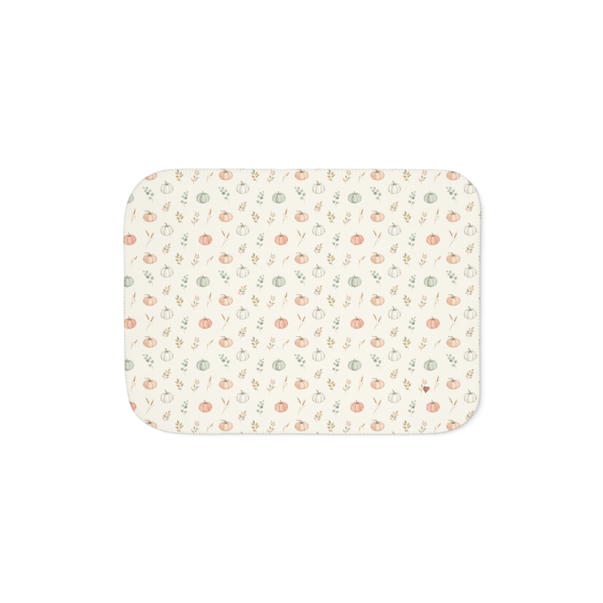 Watercolor Pumpkin Sherpa Blanket, Sage and Peach Neutral Fall Throw, Cozy Thanksgiving Blanket - Image 6