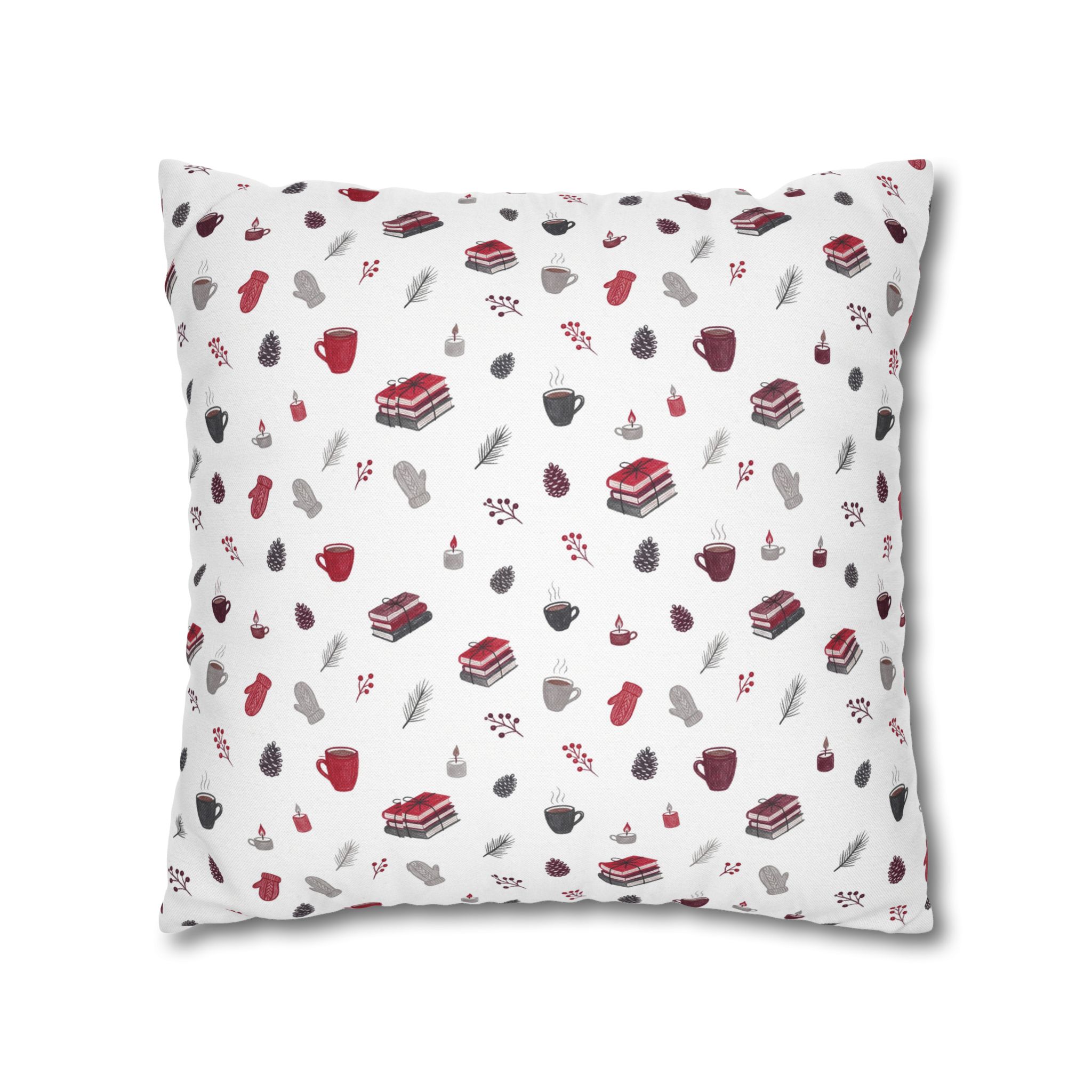 Cozy Winter Pillow Cover, Red and White Hygge Christmas Throw Pillow, Holiday Decor - Image 6