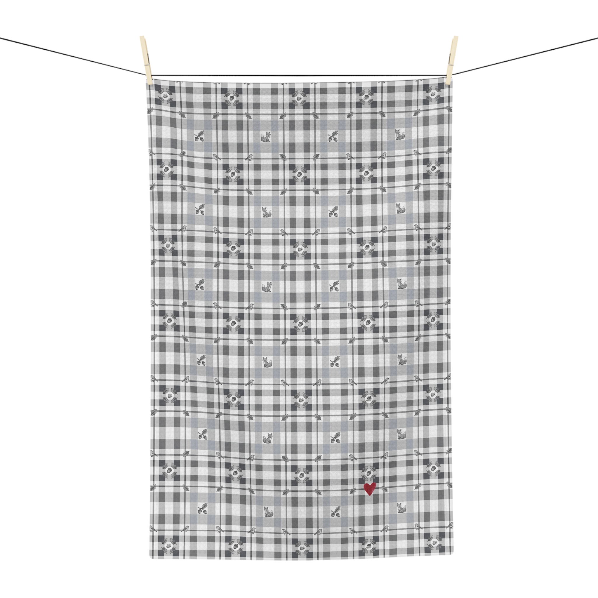 Woodland Grey Plaid Tea Towel, Neutral Winter Kitchen Towel, Cabin Farmhouse Hostess Gift - Image 5