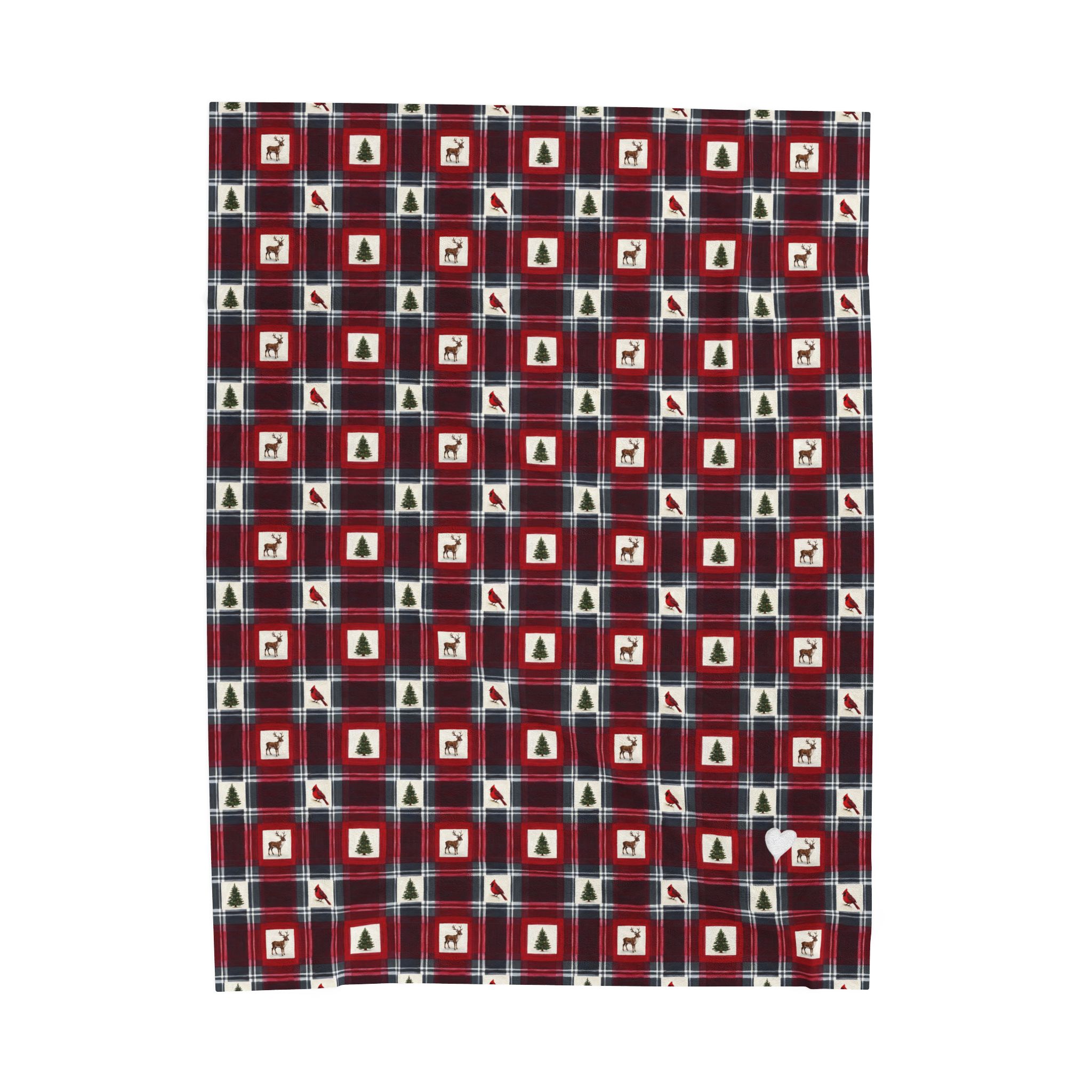 Buffalo Plaid Reindeer Velveteen Plush Blanket, Red and Black Christmas Lodge Throw, Cozy Cabin Holiday Blanket - Image 4