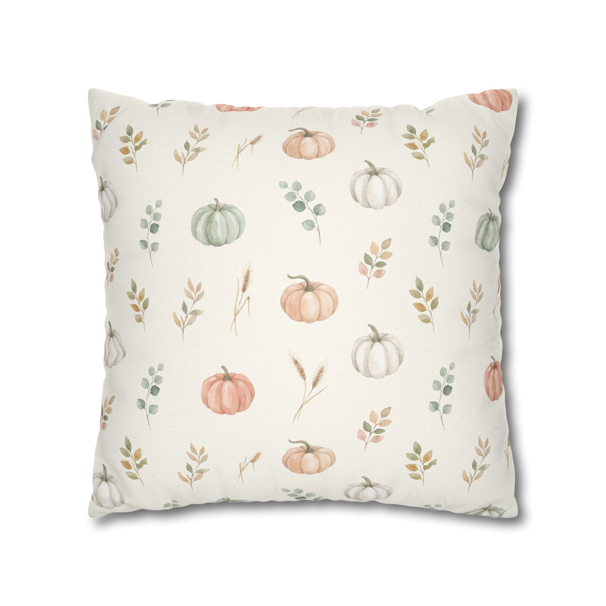 Watercolor Pumpkin Pillow Cover, Sage and Peach Neutral Fall Throw Pillow, Farmhouse Autumn Decor - Image 6