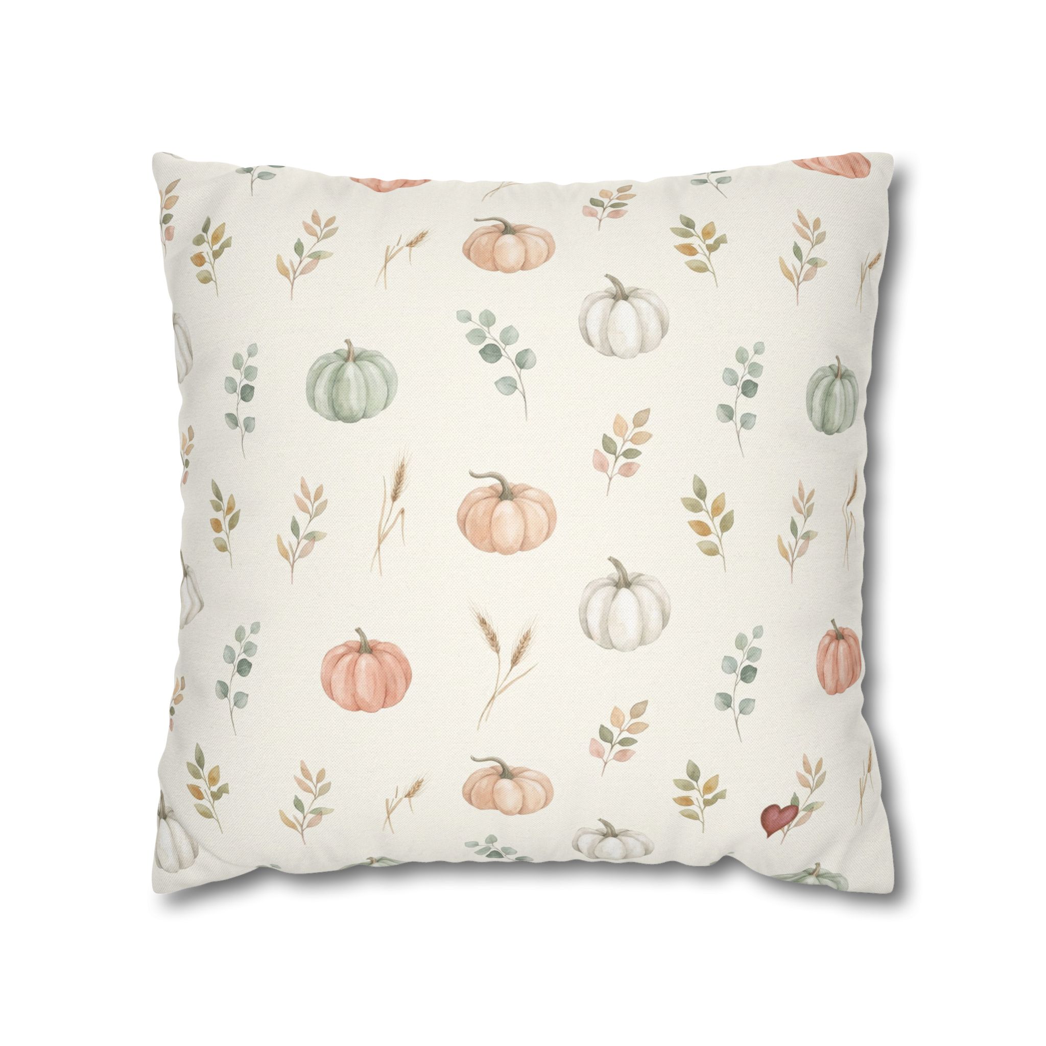 Watercolor Pumpkin Pillow Cover, Sage and Peach Neutral Fall Throw Pillow, Farmhouse Autumn Decor - Image 5