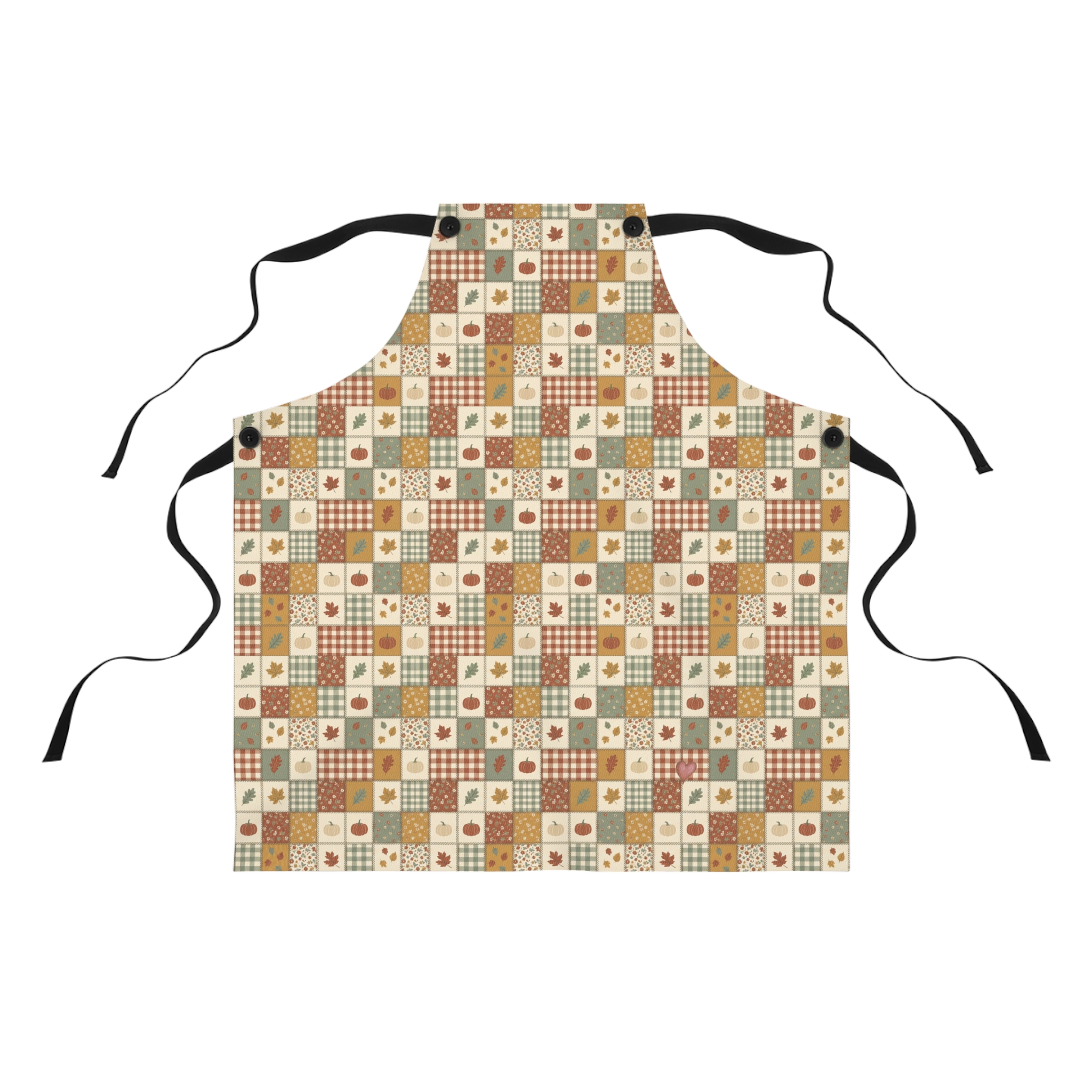 Harvest Patchwork Apron, Mustard and Sage Fall Quilt Look Kitchen Apron, Thanksgiving Baking Gift - Image 5
