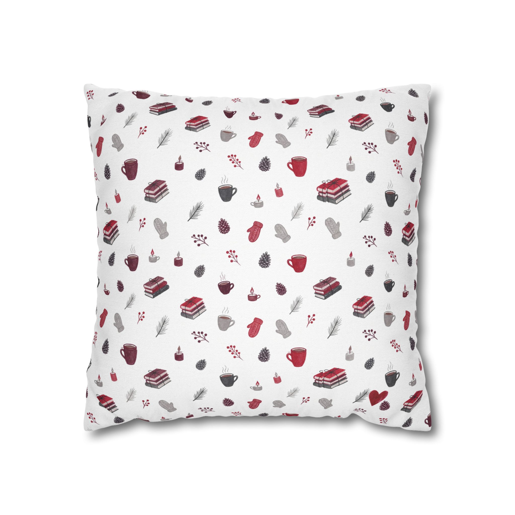 Cozy Winter Pillow Cover, Red and White Hygge Christmas Throw Pillow, Holiday Decor - Image 7