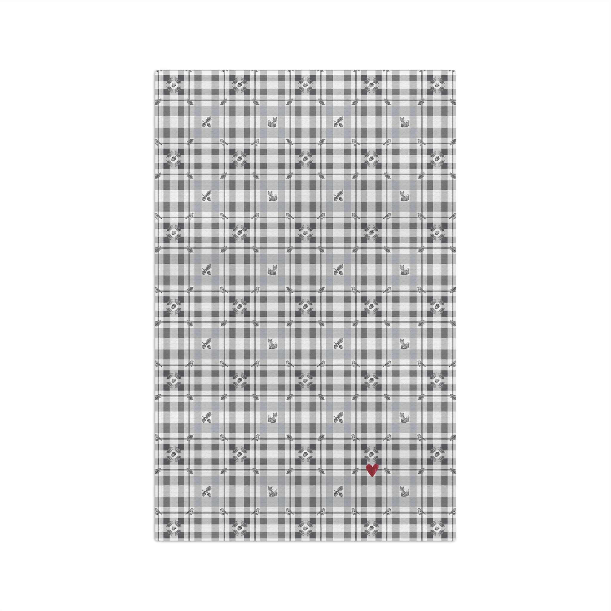 Woodland Grey Plaid Tea Towel, Neutral Winter Kitchen Towel, Cabin Farmhouse Hostess Gift - Image 6
