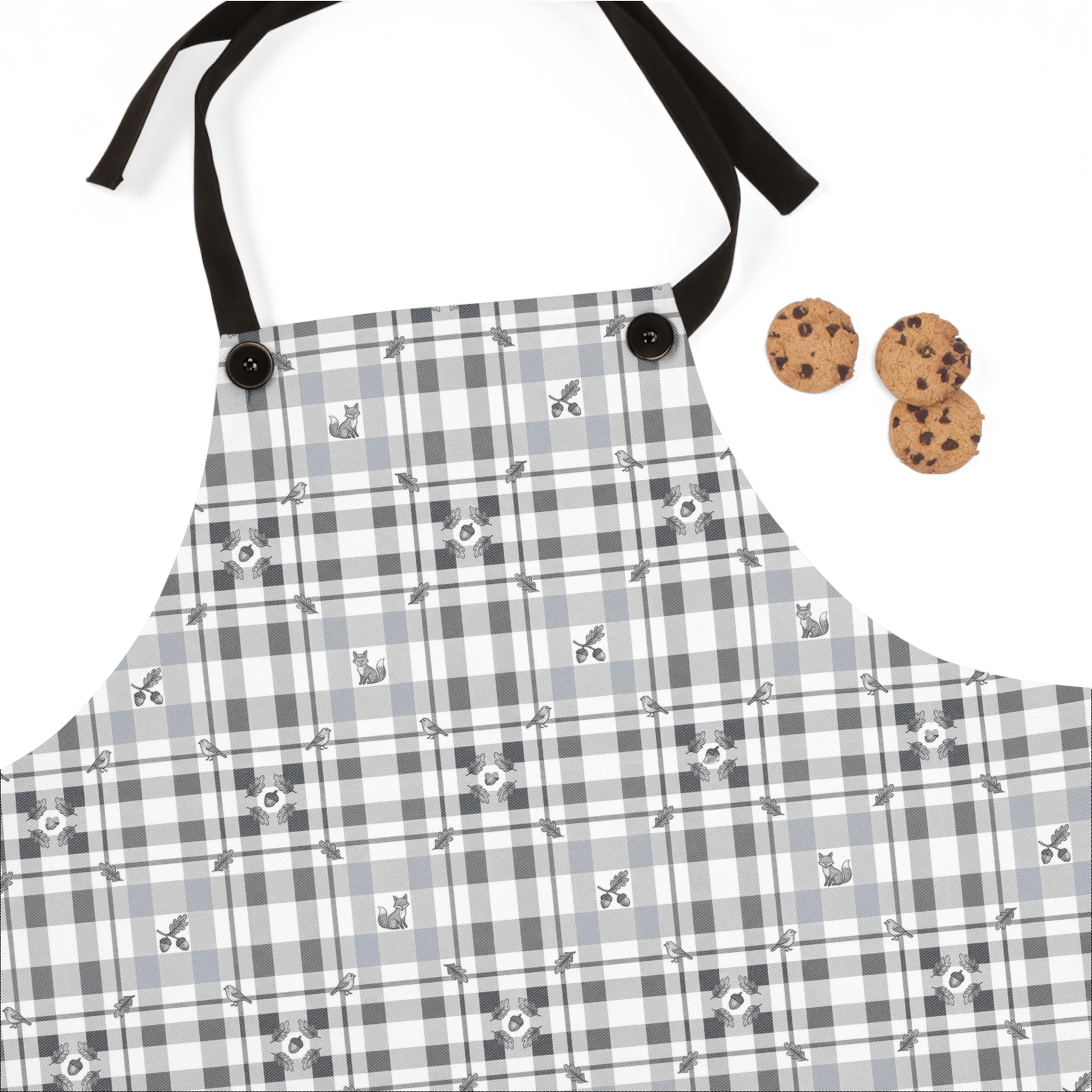 Woodland Grey Plaid Apron, Neutral Winter Kitchen Apron, Cabin Farmhouse Baking Gift - Image 3