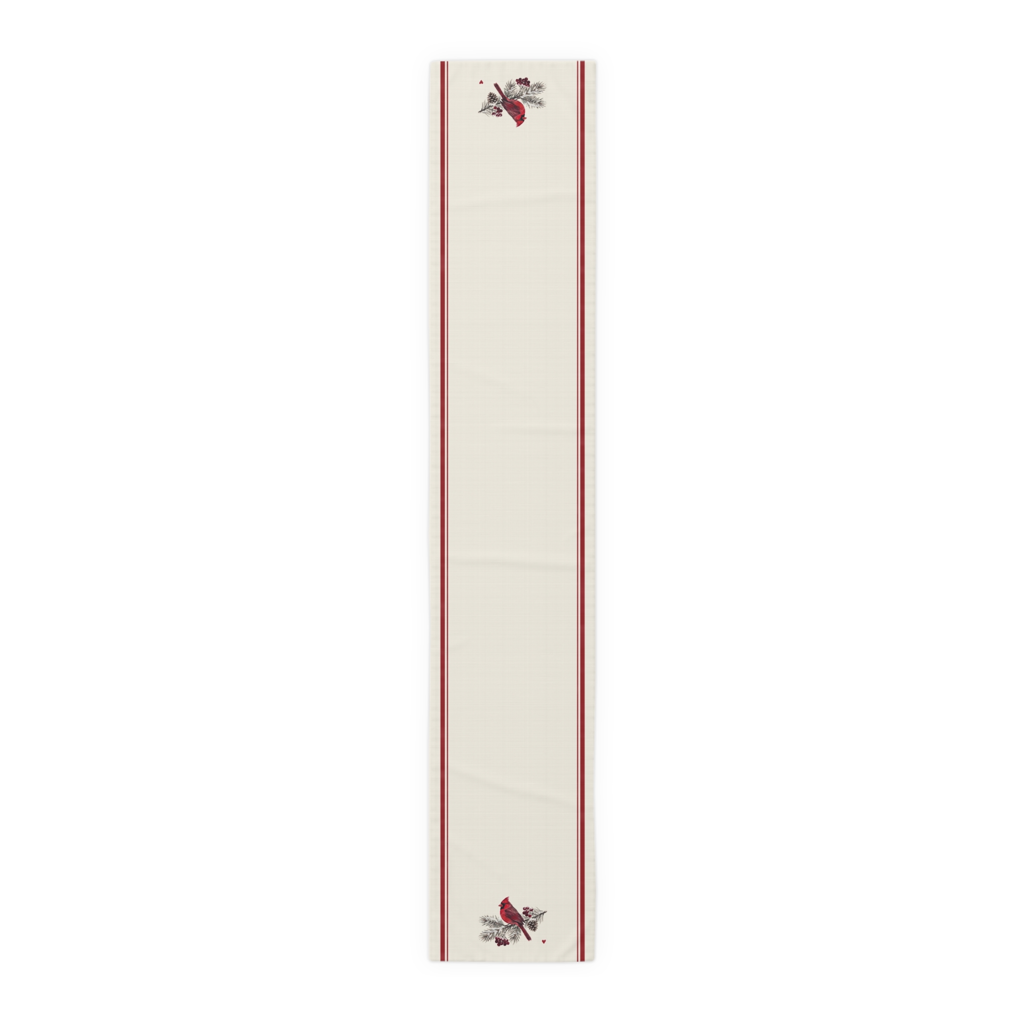 Cardinal Table Runner, French Stripe Christmas Table Decor, Linen Look Farmhouse Winter Runner - Image 8