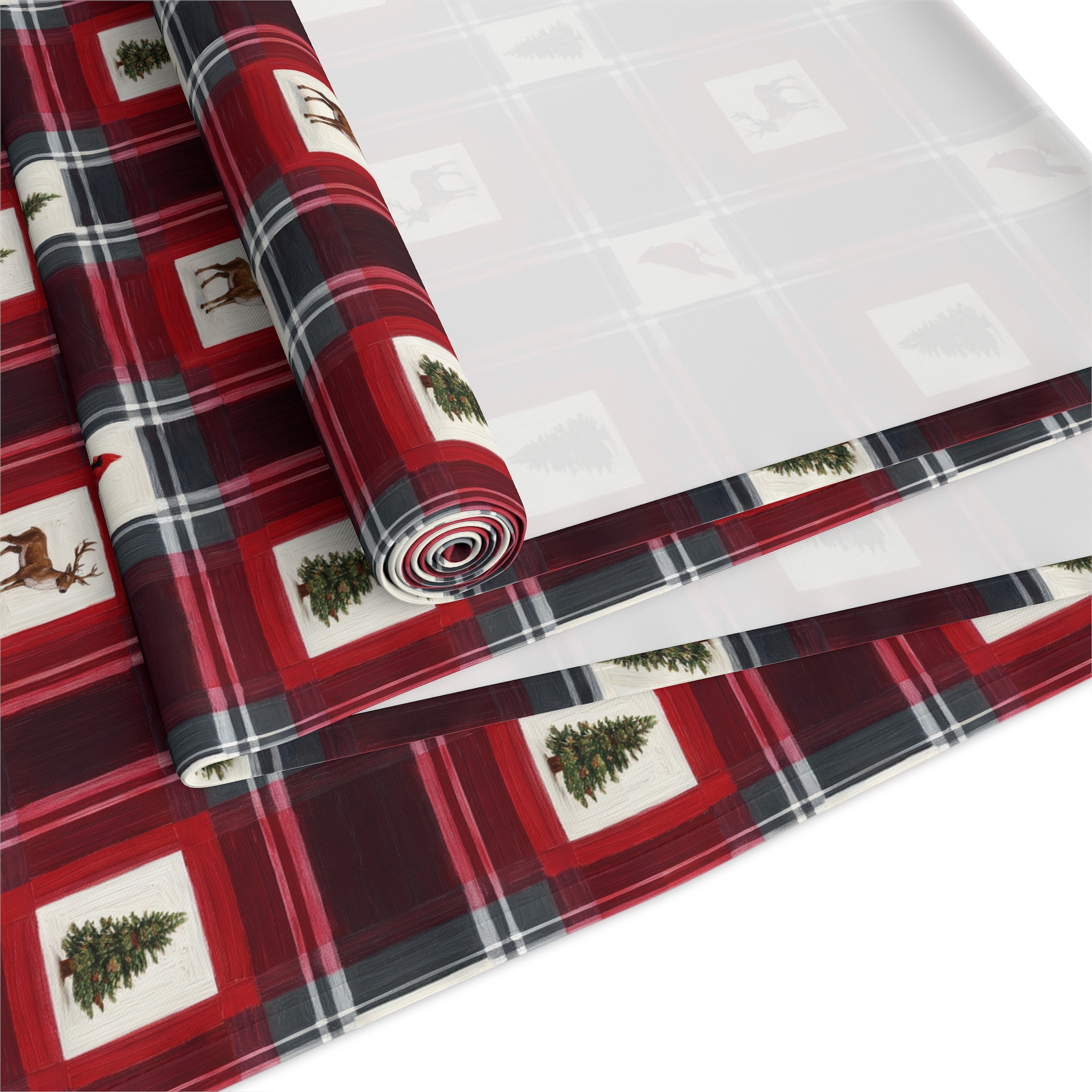 Buffalo Plaid Reindeer Table Runner, Red and Black Christmas Lodge Table Decor, Cabin Holiday Runner - Image 4