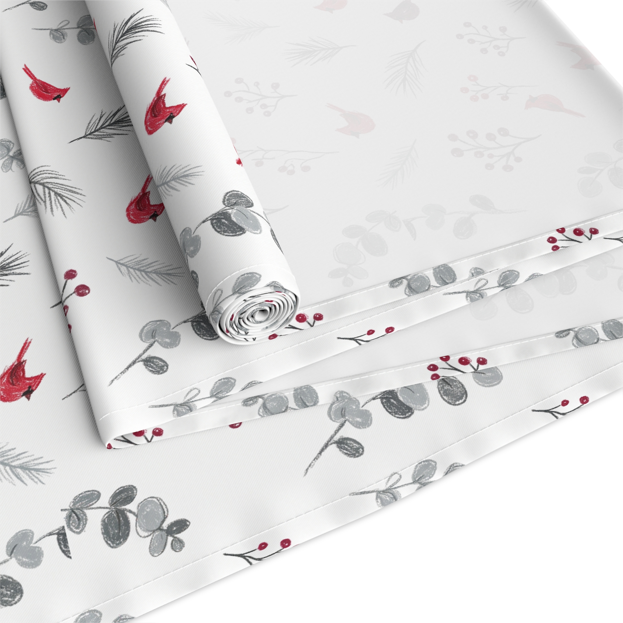 Cardinal Table Runner, Red Bird Christmas Table Decor, Botanical Winter Table Runner - Image 4