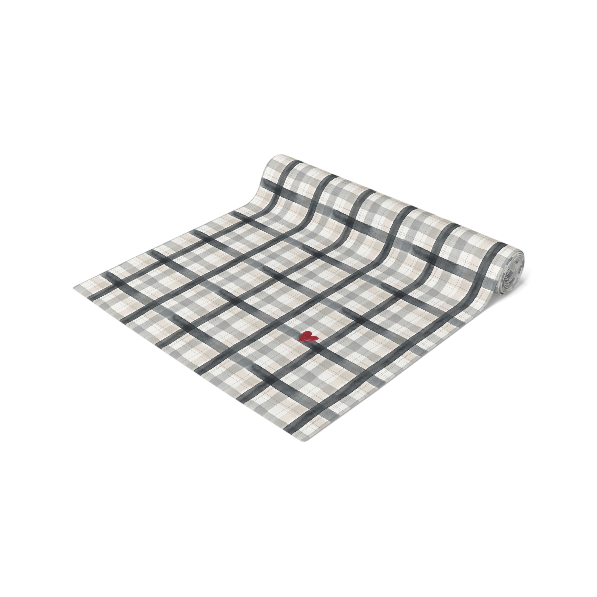 Charcoal Gray Plaid Table Runner, Watercolor Tartan Holiday Table Decor, Neutral Winter Dining - Image 5
