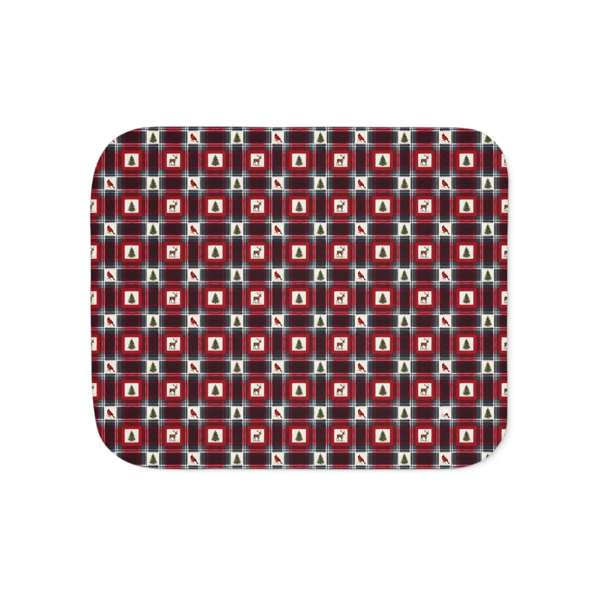 Buffalo Plaid Reindeer Sherpa Blanket, Red and Black Christmas Lodge Throw, Cozy Cabin Holiday Blanket - Image 3
