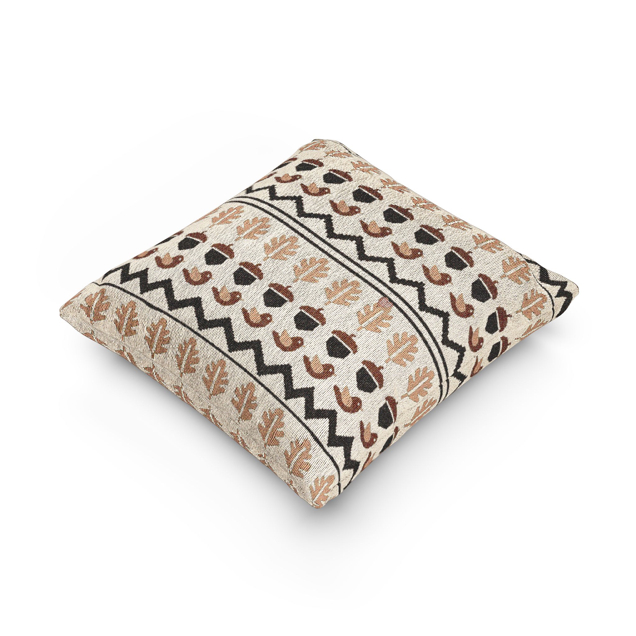 Autumn Folk Fair Isle Woven Pillow, Mustard and Rust Fall Throw Pillow, Jacquard Accent Pillow - Image 3