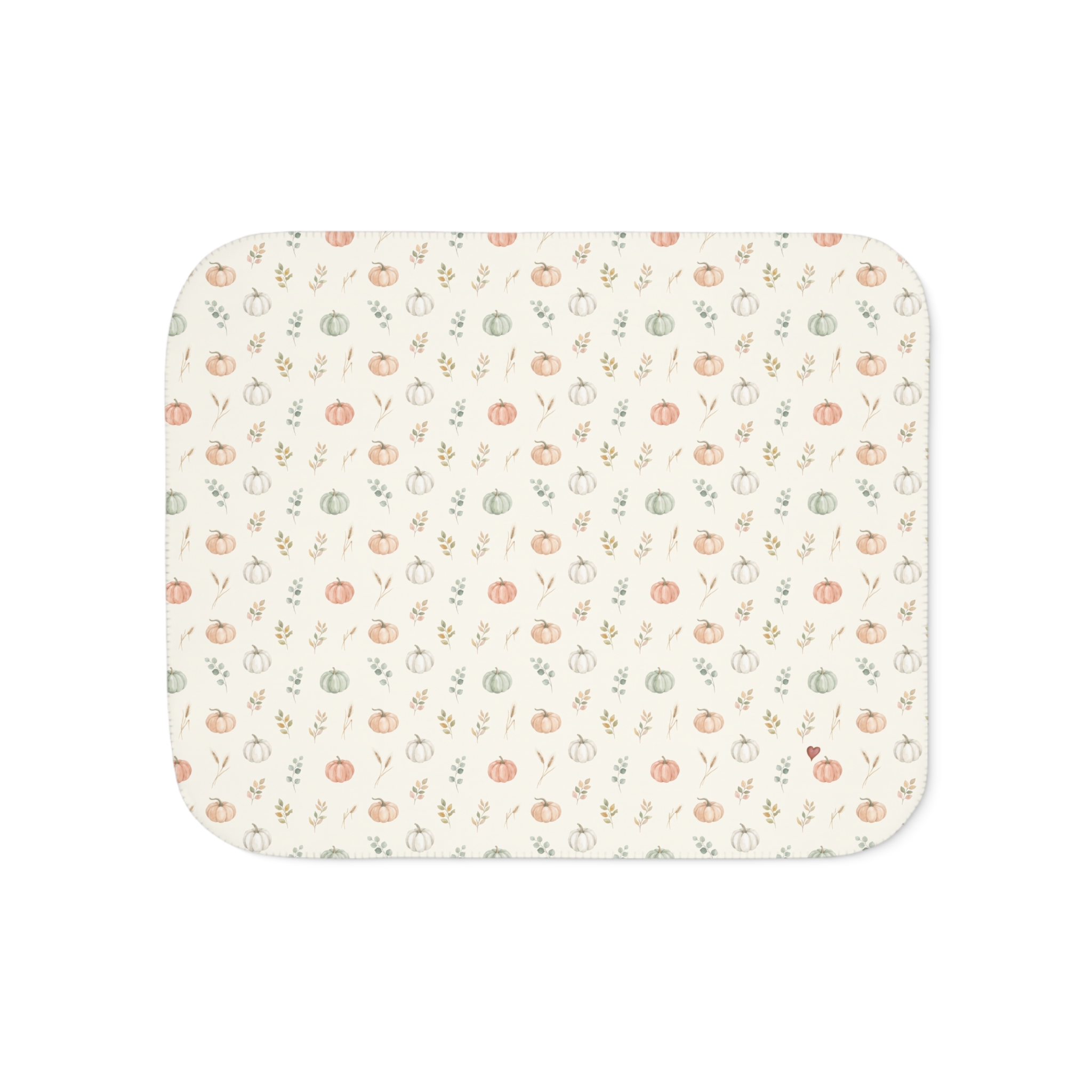 Watercolor Pumpkin Sherpa Blanket, Sage and Peach Neutral Fall Throw, Cozy Thanksgiving Blanket - Image 4