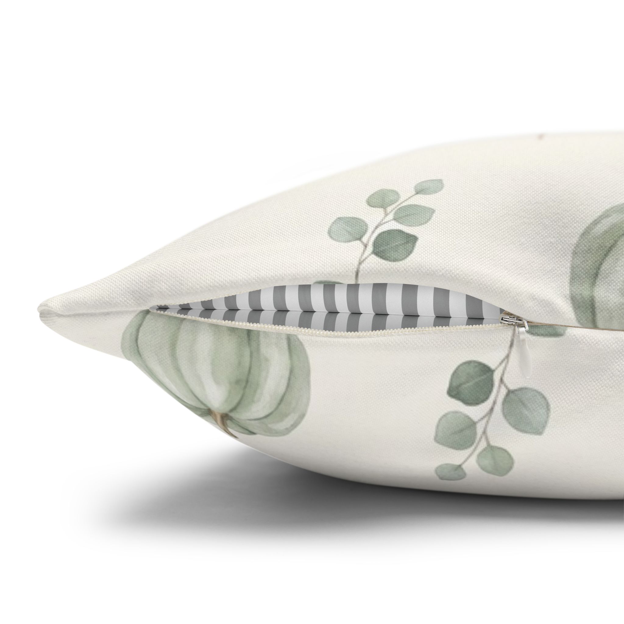 Watercolor Pumpkin Pillow Cover, Sage and Peach Neutral Fall Throw Pillow, Farmhouse Autumn Decor - Image 4