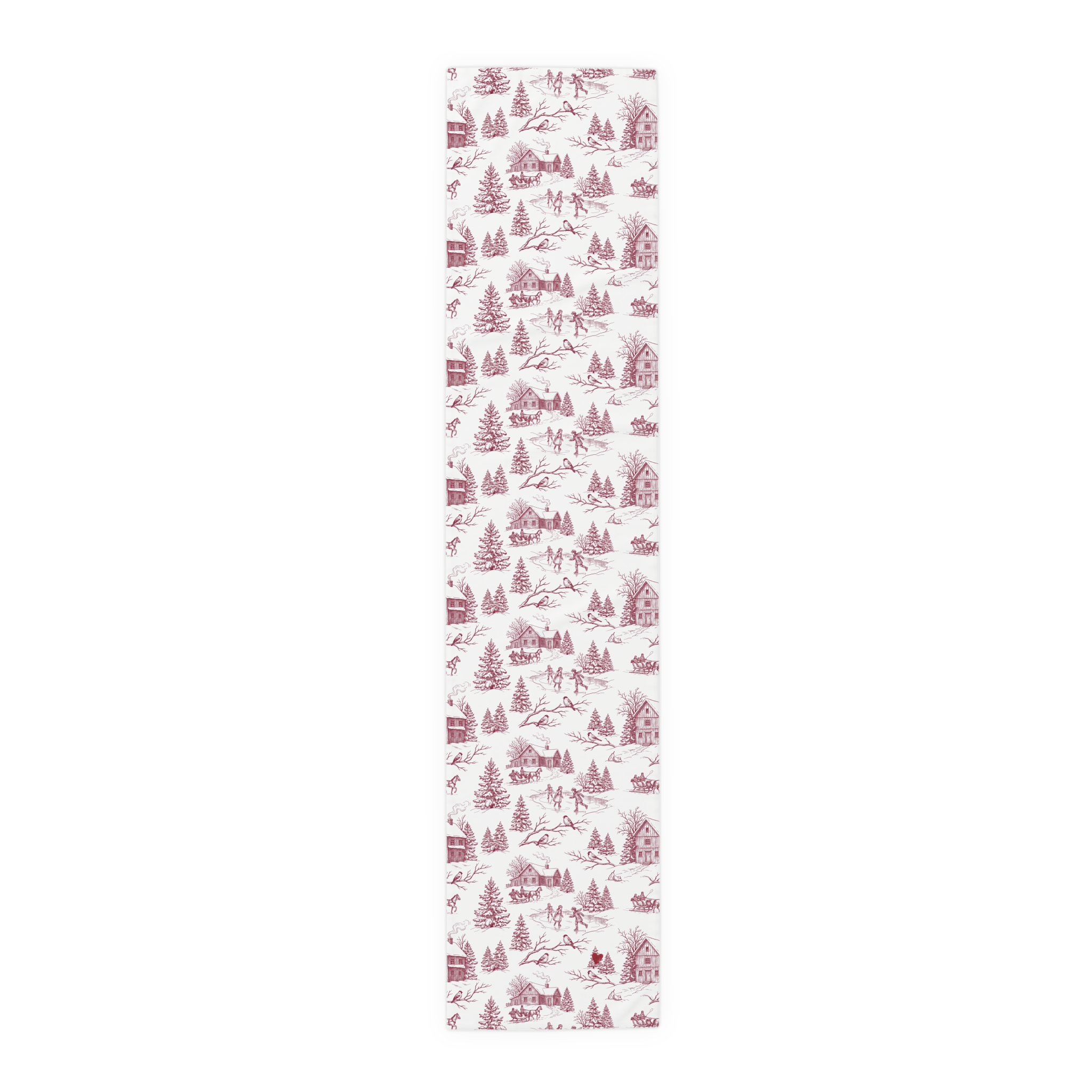 Red Toile Christmas Table Runner, Winter Toile Table Decor, French Country Holiday Runner - Image 7