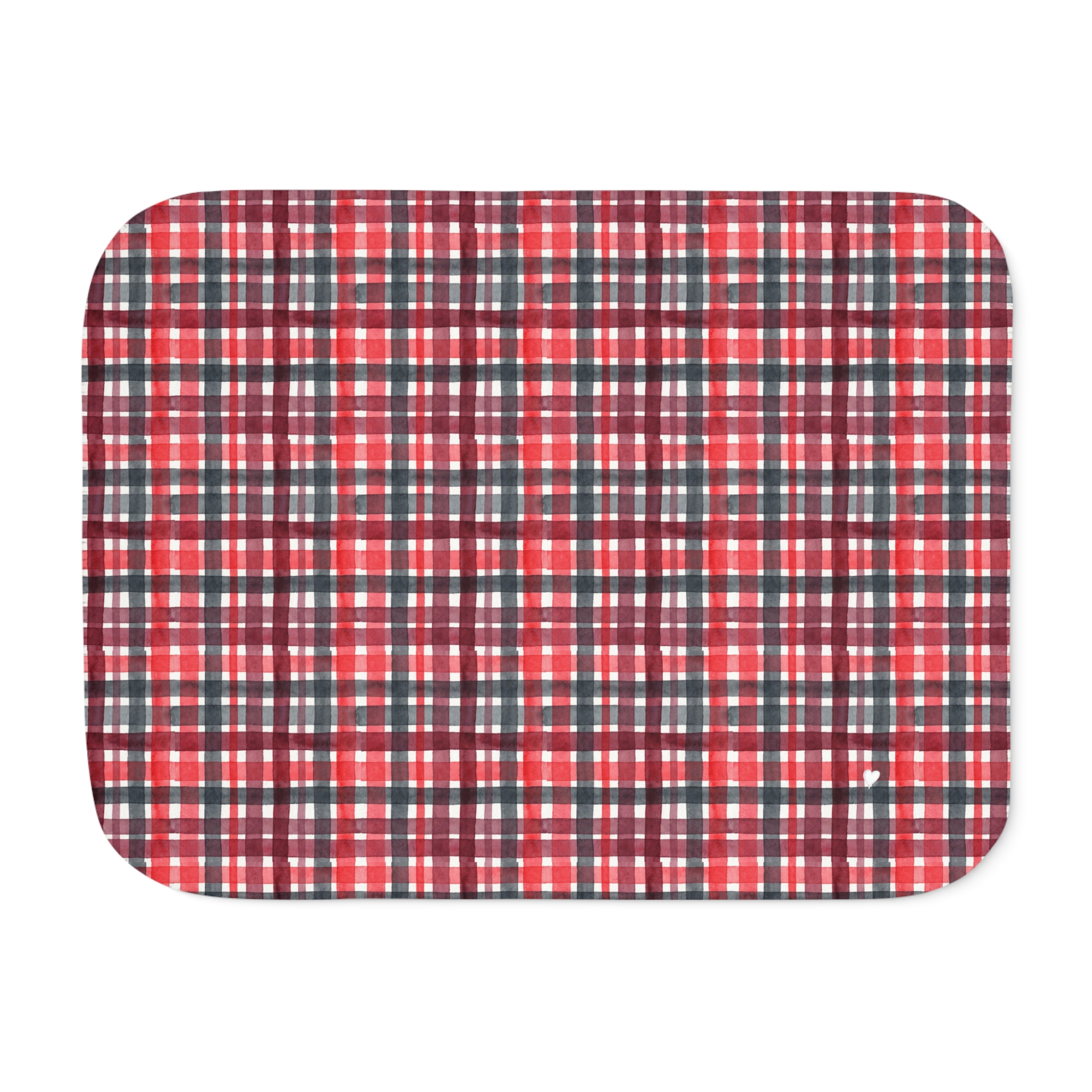 Red and Black Plaid Sherpa Blanket, Watercolor Buffalo Check Christmas Throw, Cozy Cabin Fleece Blanket - Image 7