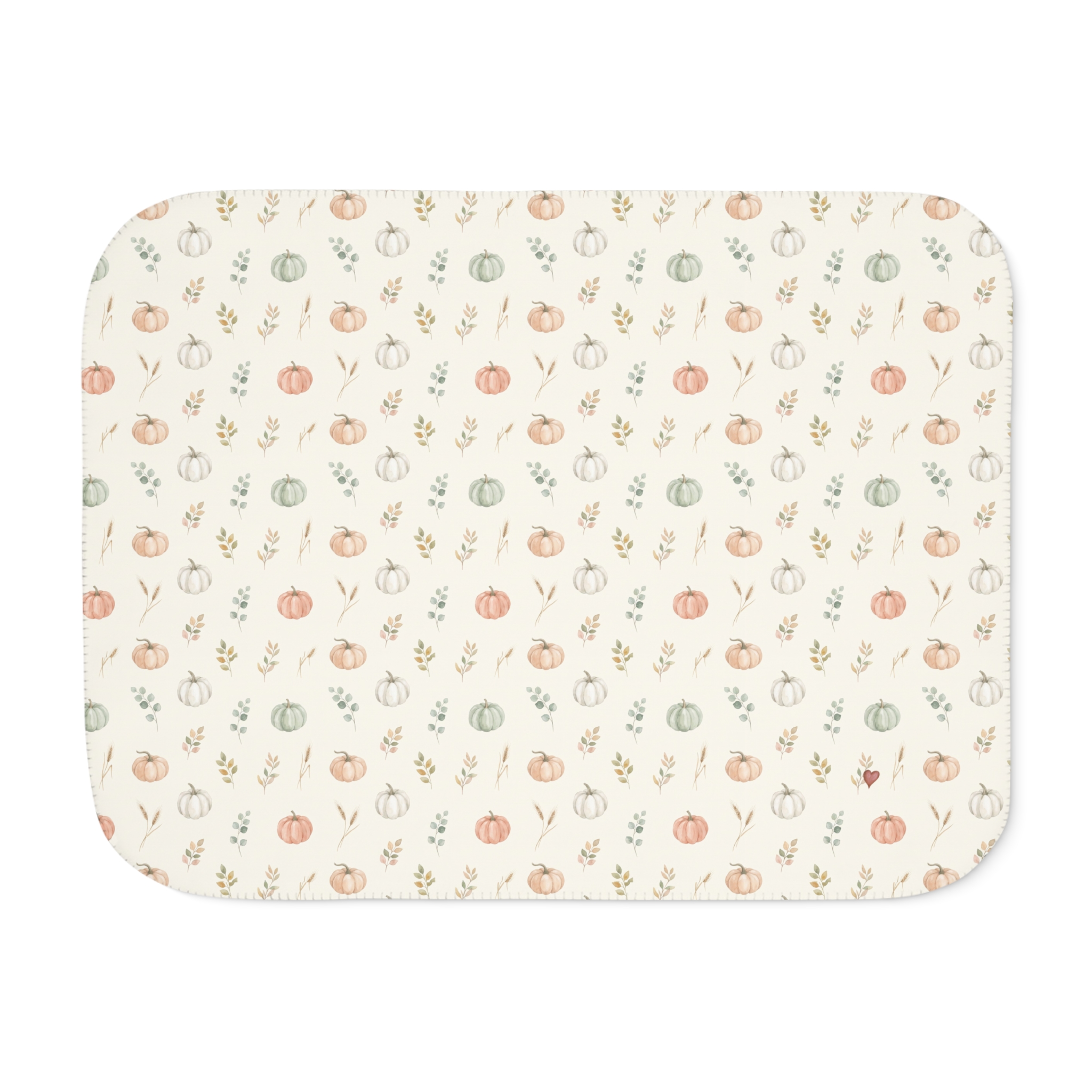 Watercolor Pumpkin Sherpa Blanket, Sage and Peach Neutral Fall Throw, Cozy Thanksgiving Blanket - Image 7