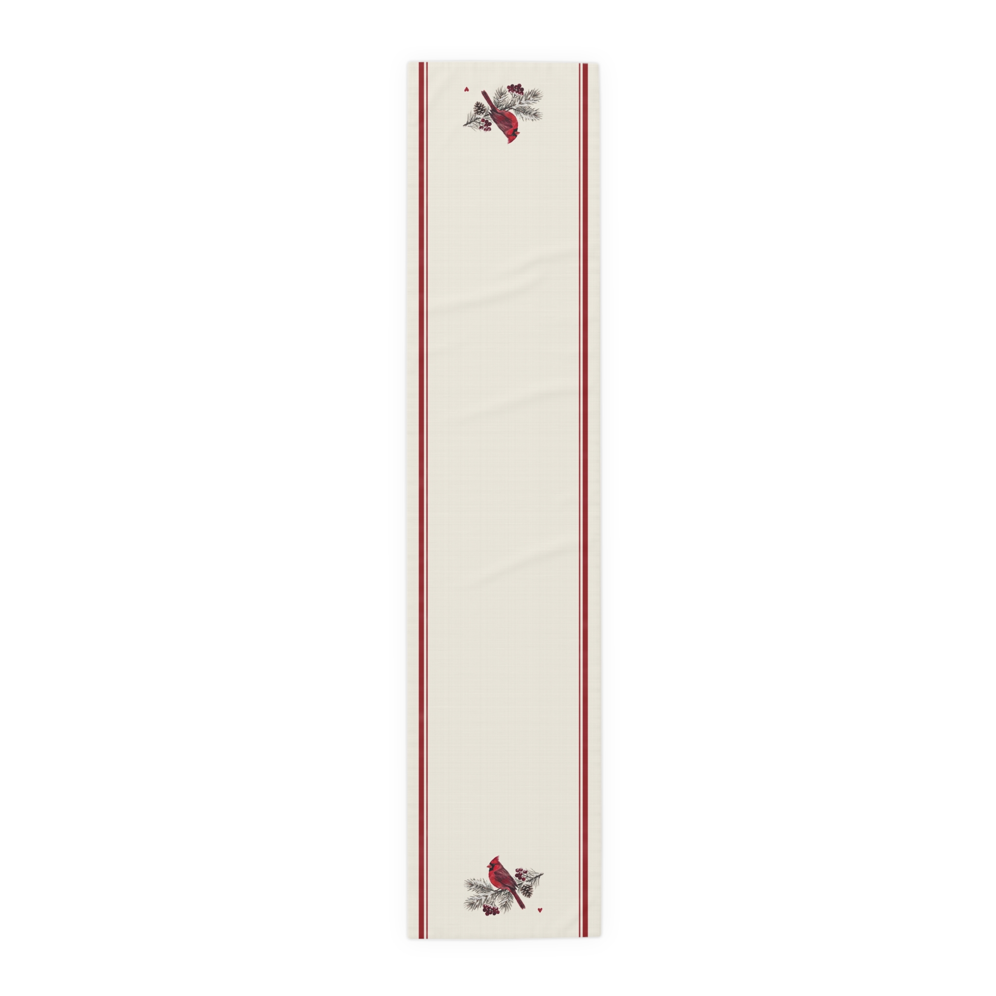 Cardinal Table Runner, French Stripe Christmas Table Decor, Linen Look Farmhouse Winter Runner - Image 7