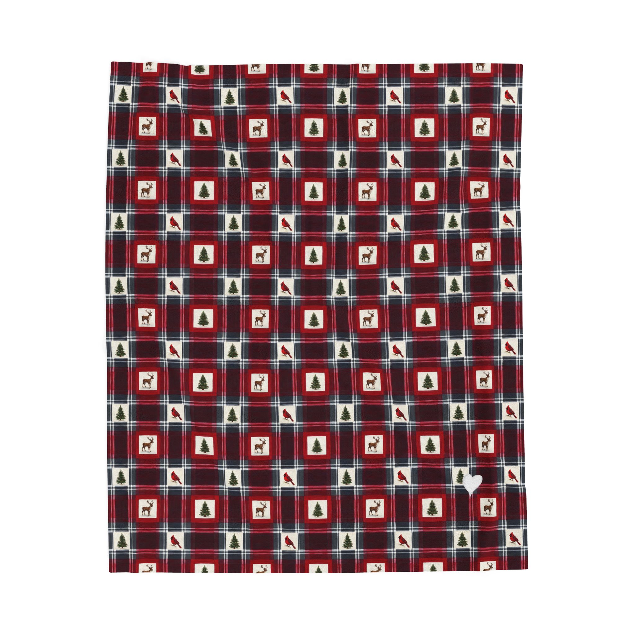 Buffalo Plaid Reindeer Velveteen Plush Blanket, Red and Black Christmas Lodge Throw, Cozy Cabin Holiday Blanket - Image 3