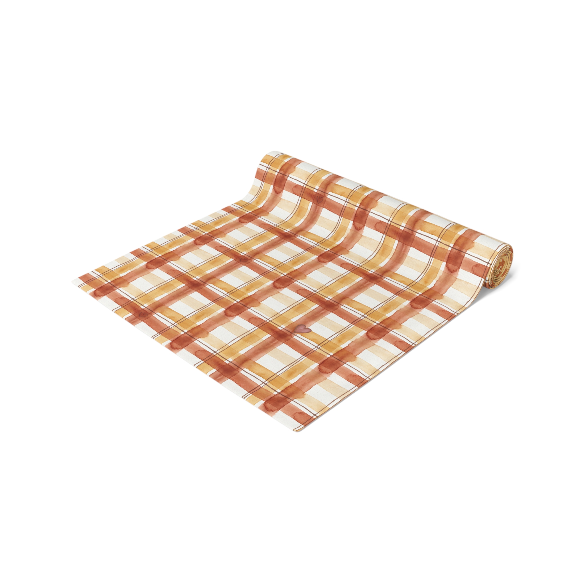 Rust Plaid Table Runner, Watercolor Terracotta Fall Table Decor, Farmhouse Thanksgiving Runner - Image 5