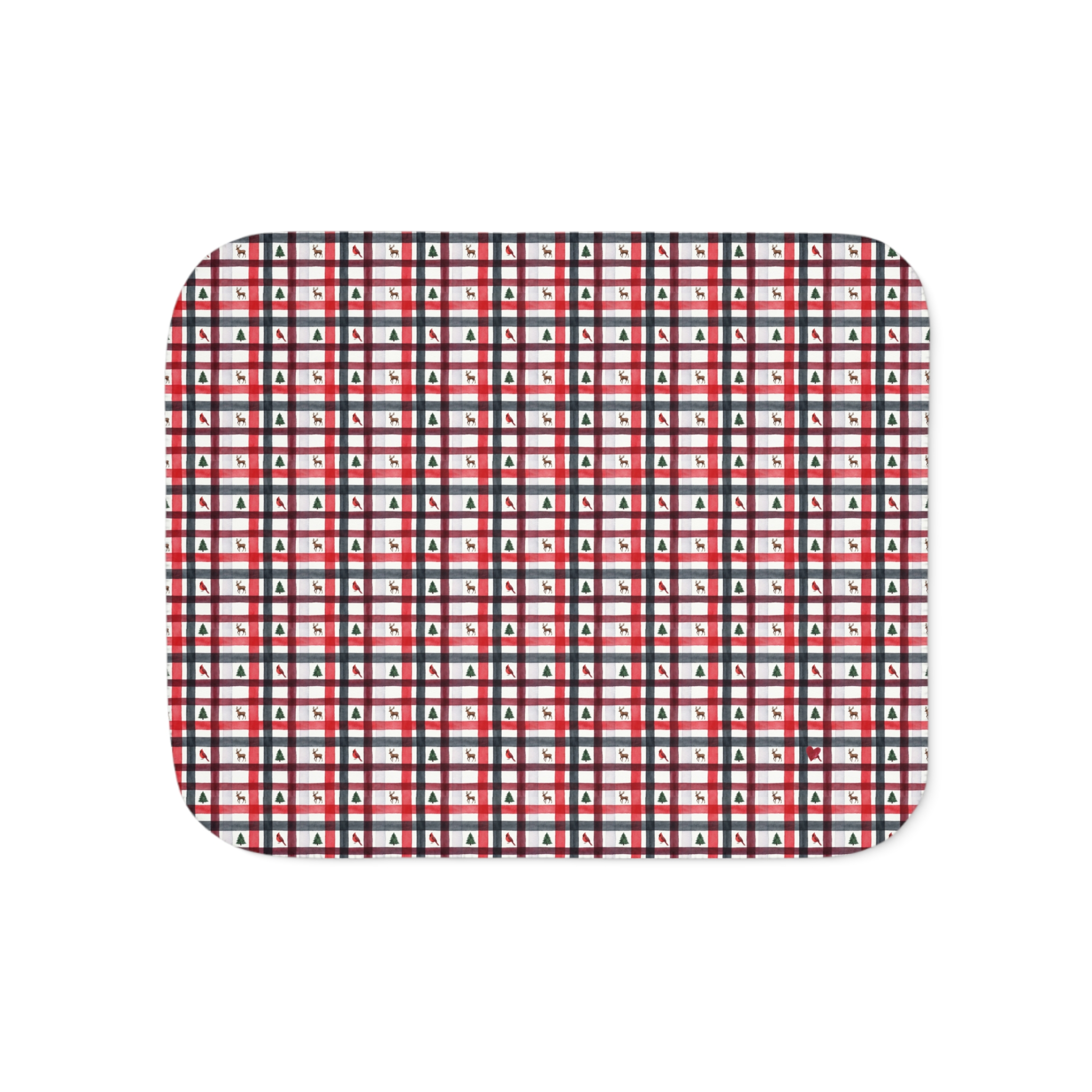 Red and White Christmas Plaid Sherpa Blanket, Reindeer Cabin Throw, Holiday Fleece Blanket - Image 4
