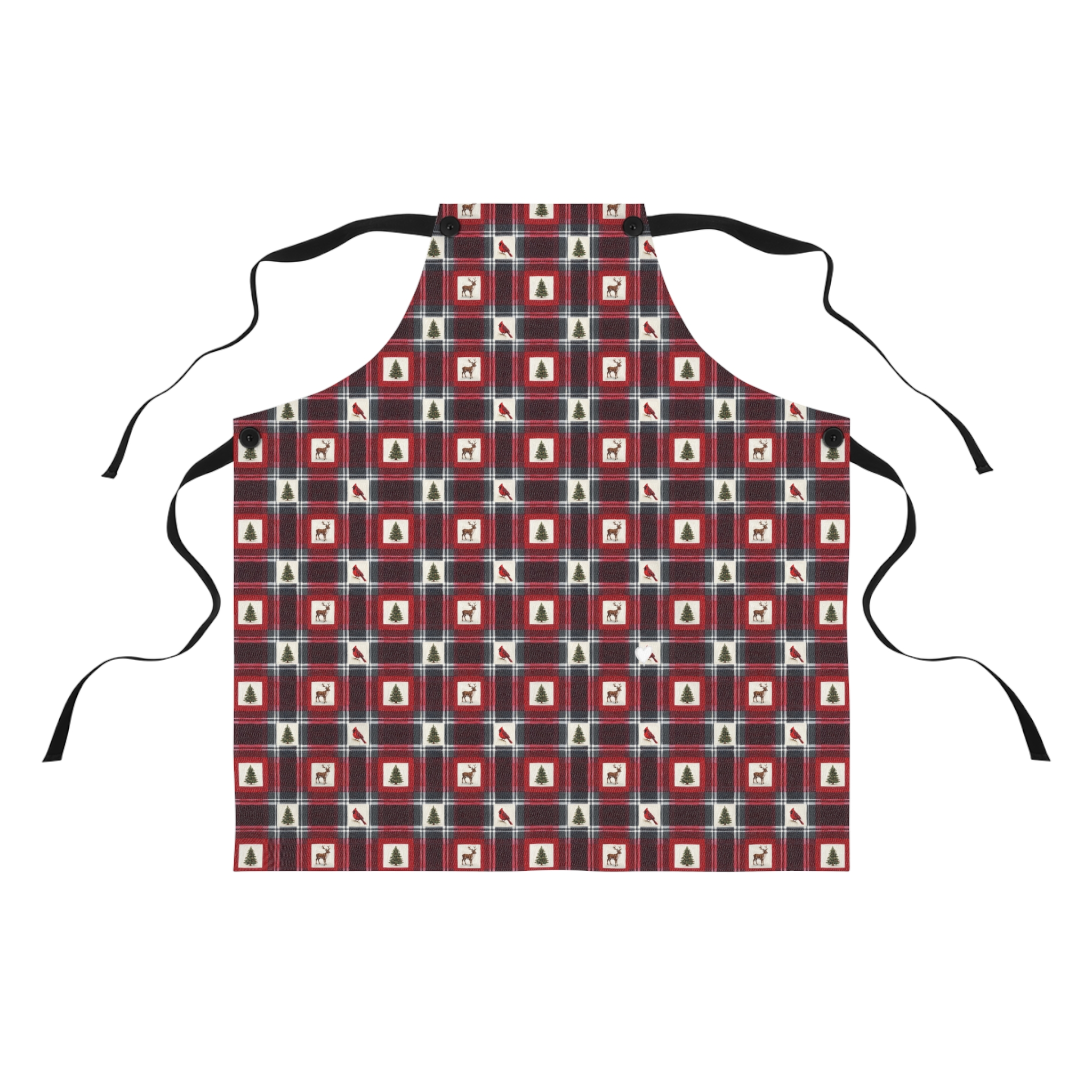 Buffalo Plaid Reindeer Apron, Red and Black Christmas Kitchen Apron, Cabin Holiday Baking Gift - Image 5
