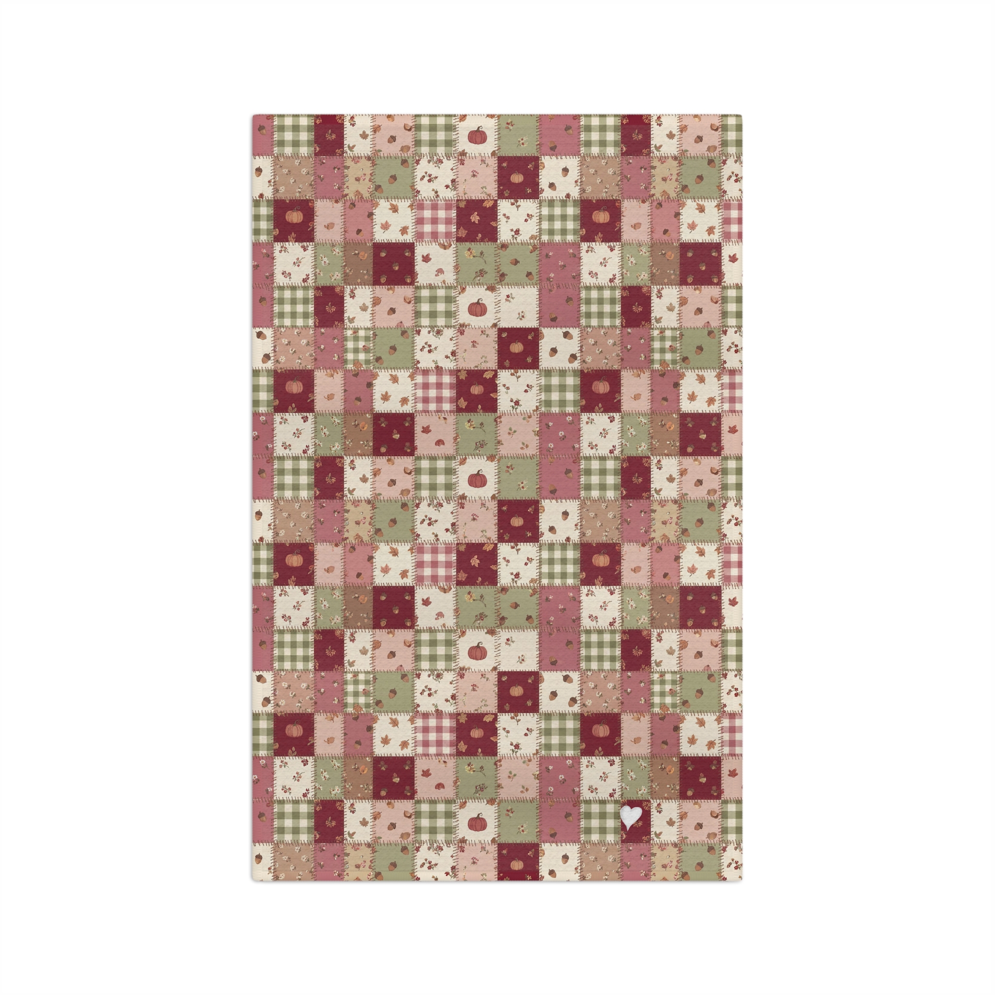 Rose Patchwork Tea Towel, Fall Quilt Look Kitchen Towel, Farmhouse Thanksgiving Hostess Gift - Image 5