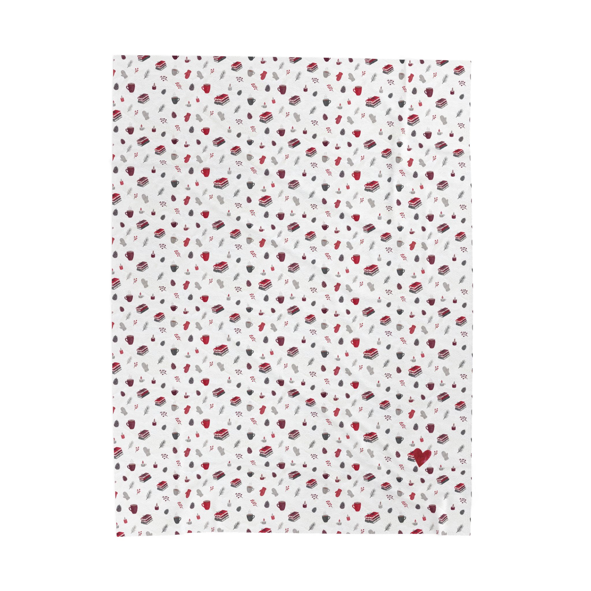 Cozy Winter Velveteen Plush Blanket, Red and White Hygge Christmas Throw, Soft Holiday Blanket - Image 4