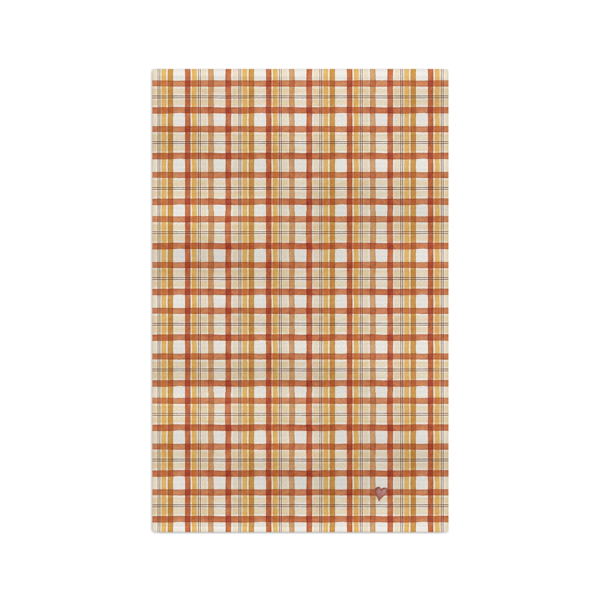 Watercolor Fall Plaid Tea Towel, Rust and Mustard Check Kitchen Towel, Farmhouse Thanksgiving Hostess Gift - Image 6