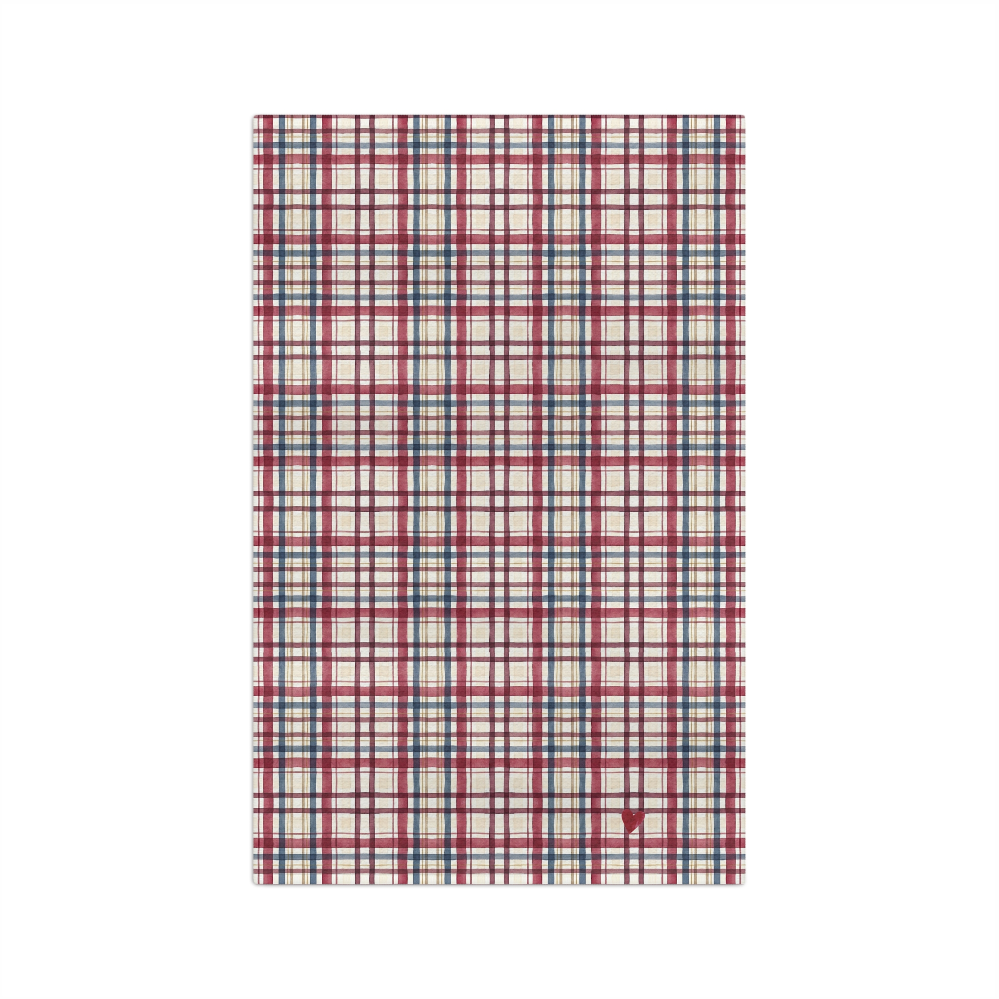 Cranberry and Navy Plaid Tea Towel, Watercolor Check Kitchen Towel, Farmhouse Holiday Decor, Hostess Gift - Image 6