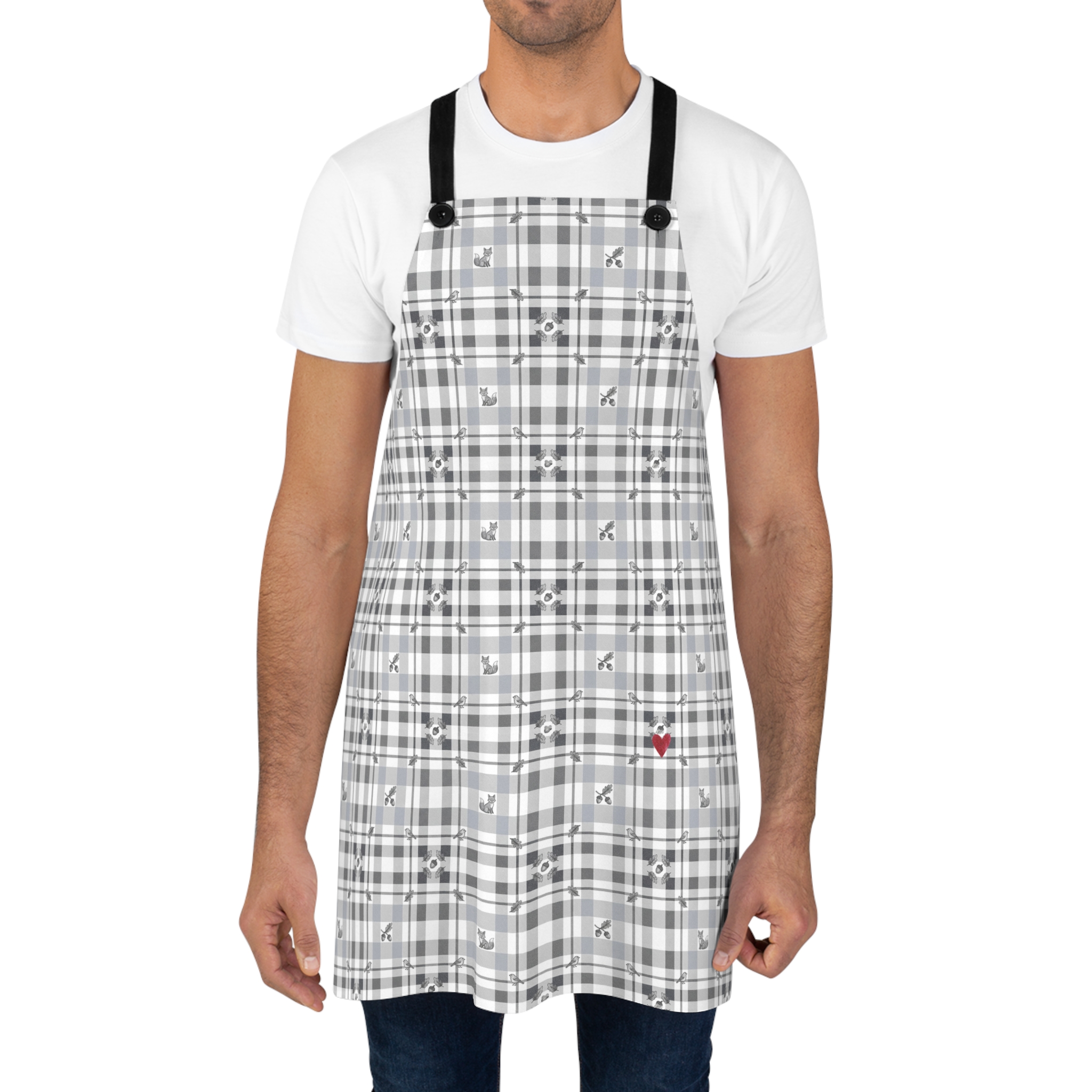 Woodland Grey Plaid Apron, Neutral Winter Kitchen Apron, Cabin Farmhouse Baking Gift - Image 4