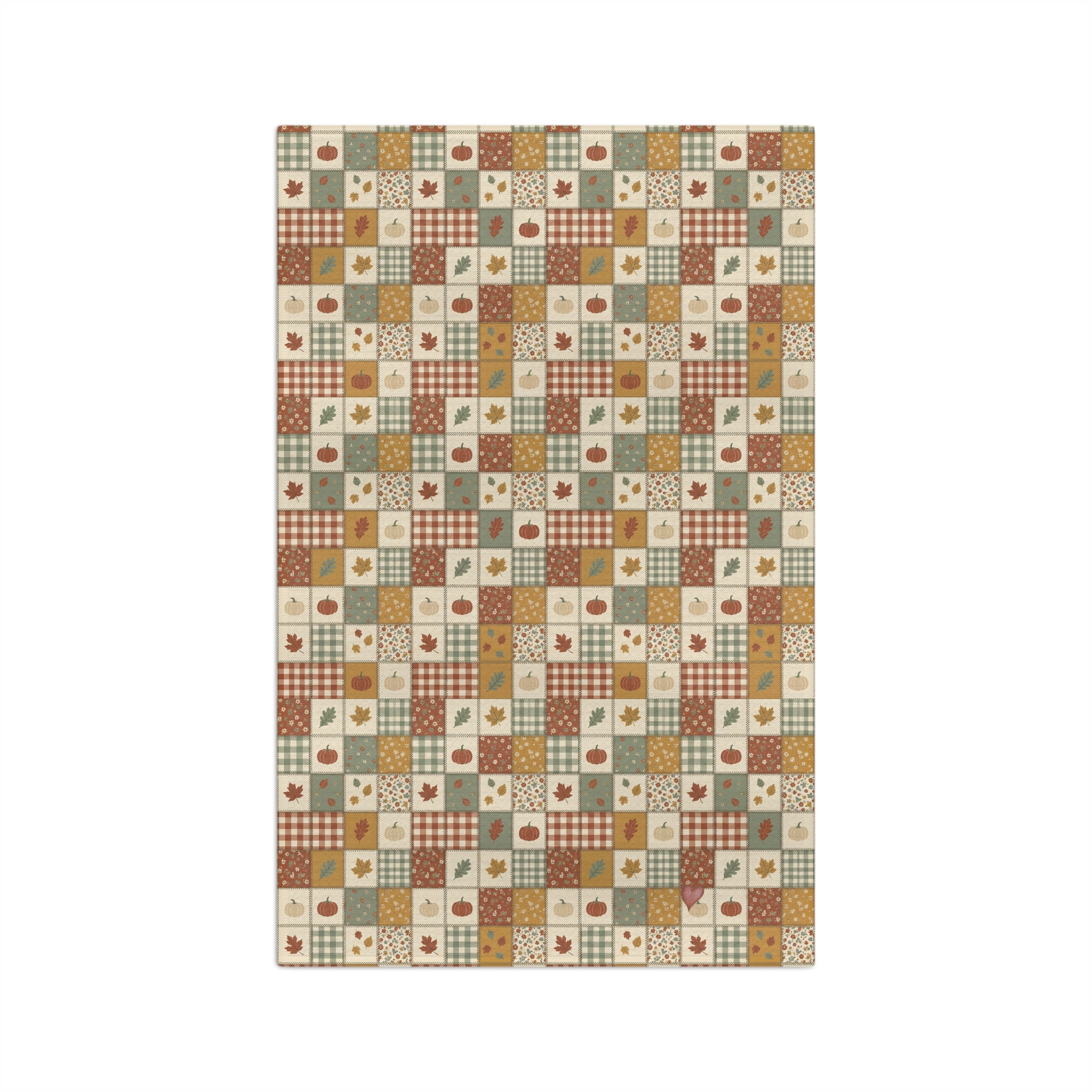 Harvest Patchwork Tea Towel, Mustard and Sage Fall Quilt Look Kitchen Towel, Thanksgiving Hostess Gift - Image 5