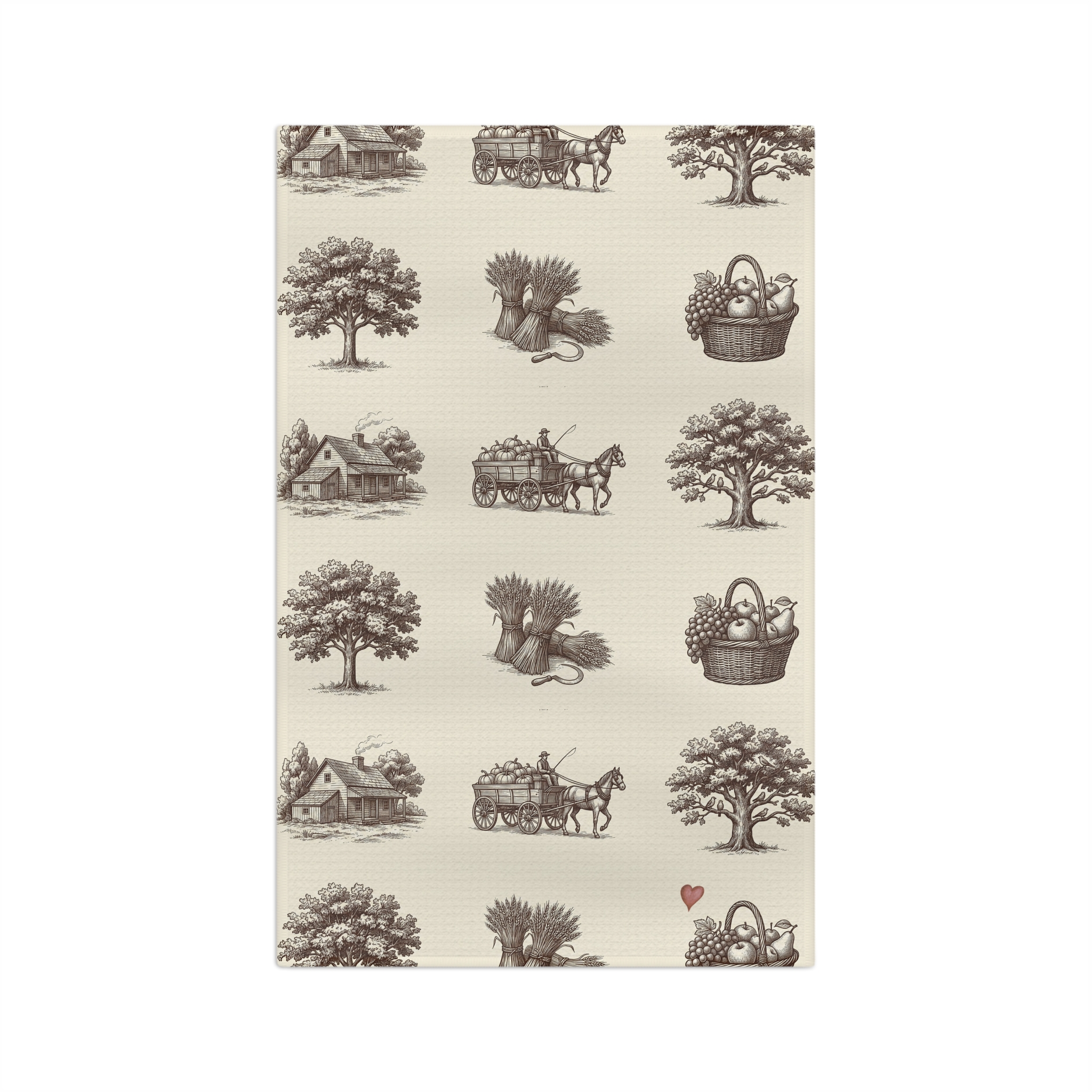 Vintage Harvest Toile Tea Towel, Farmhouse Fall Kitchen Towel, Thanksgiving Hostess Gift - Image 5