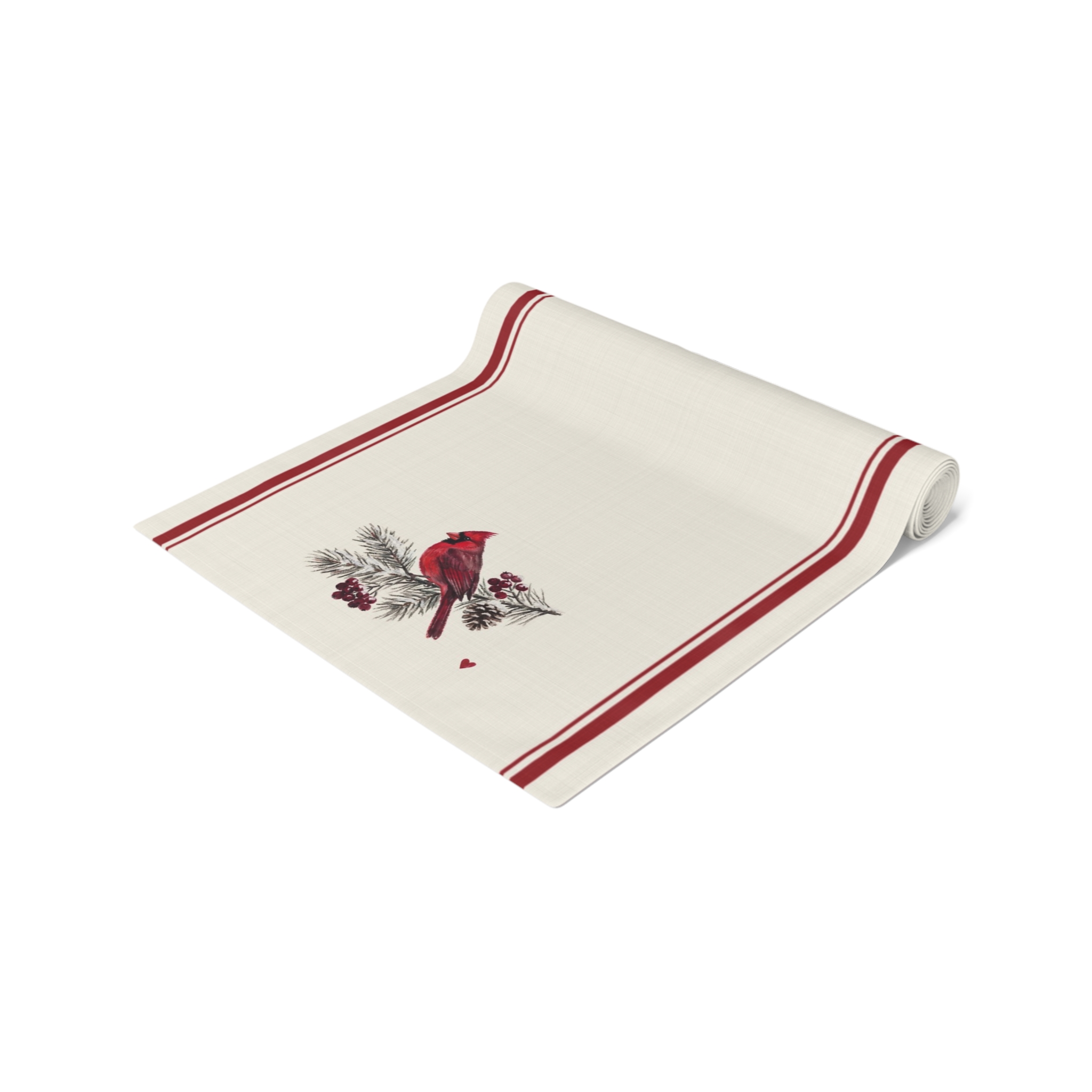 Cardinal Table Runner, French Stripe Christmas Table Decor, Linen Look Farmhouse Winter Runner - Image 6