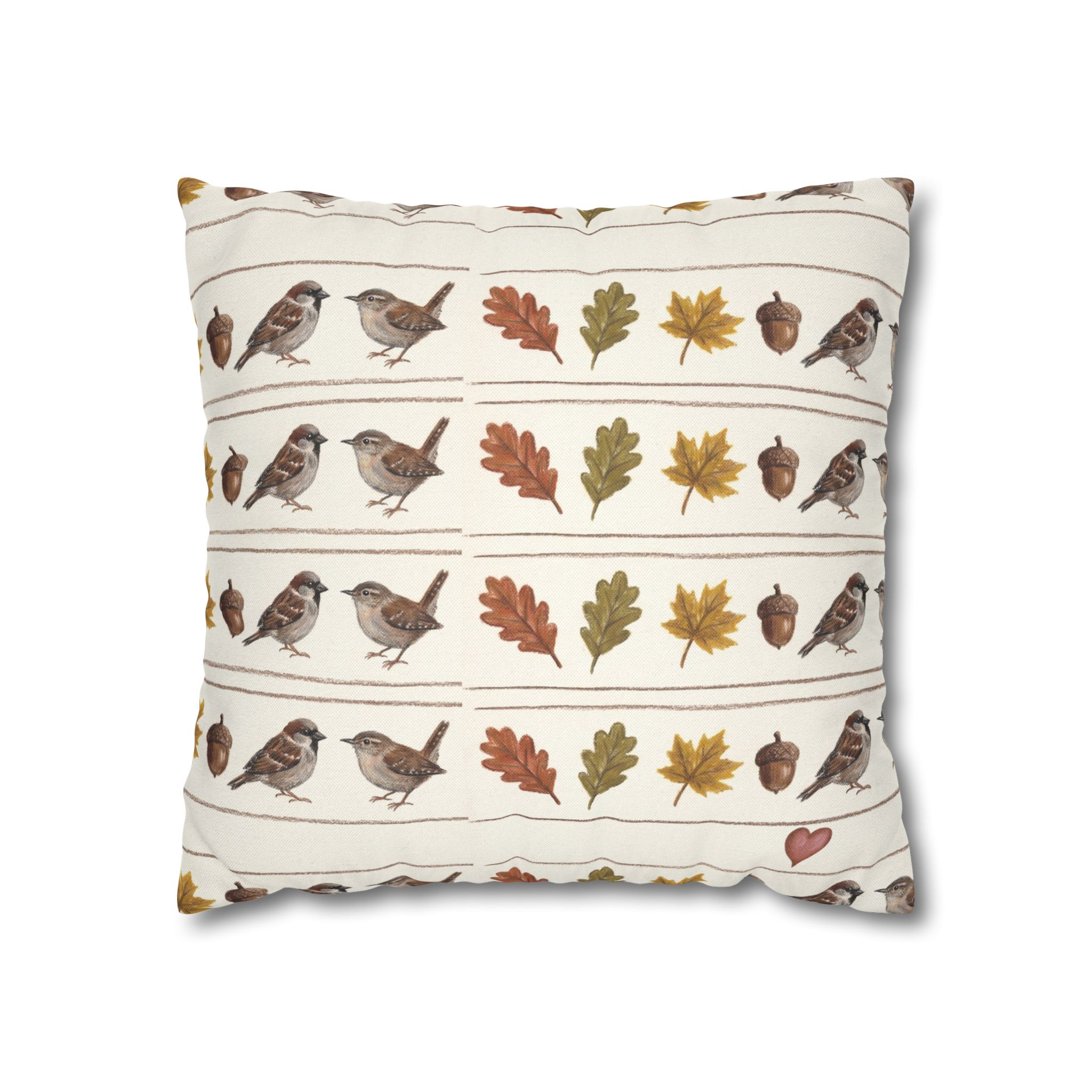 Fall Sparrow Pillow Cover, Hand-Drawn Bird Autumn Throw Pillow, Thanksgiving Decor - Image 7