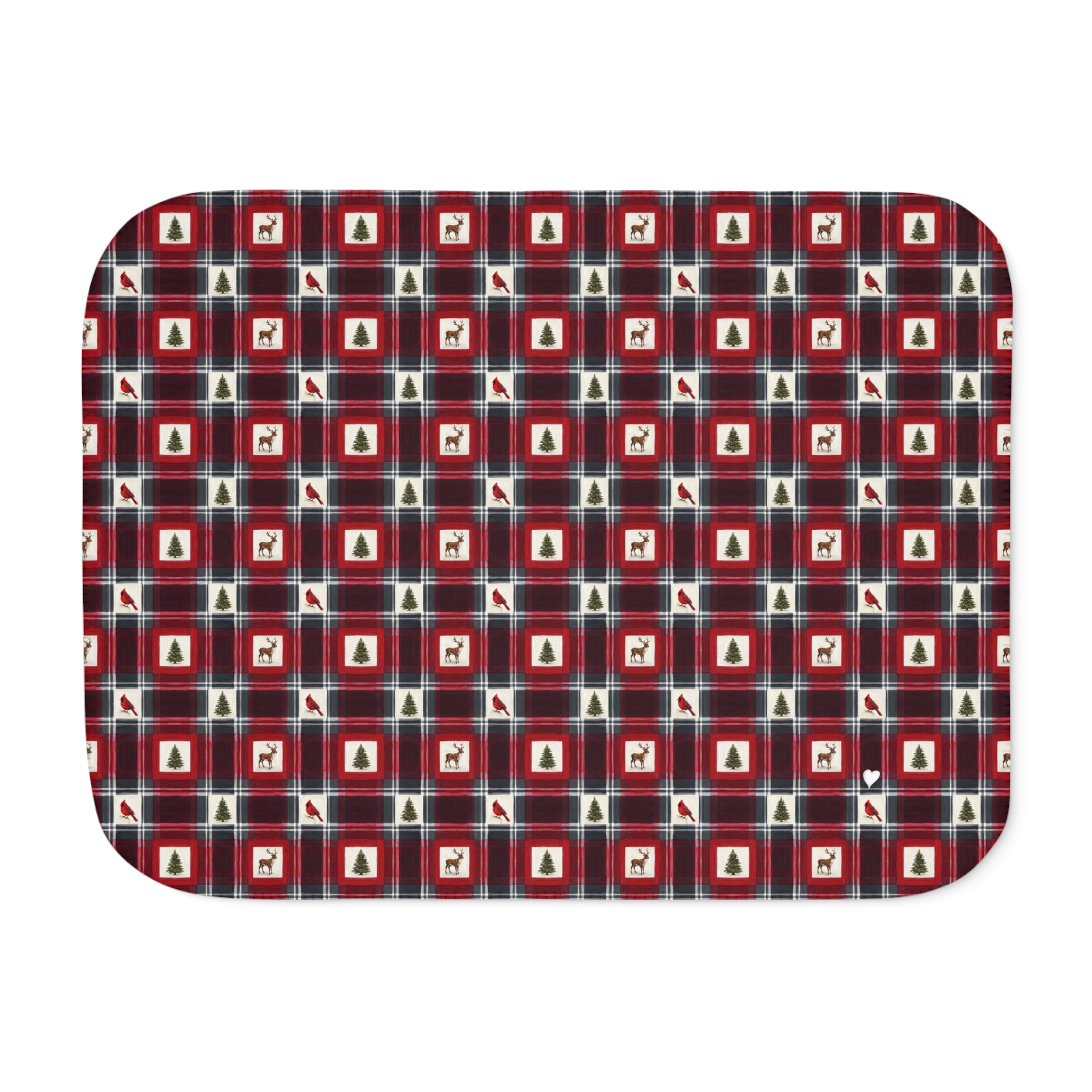 Buffalo Plaid Reindeer Sherpa Blanket, Red and Black Christmas Lodge Throw, Cozy Cabin Holiday Blanket - Image 6