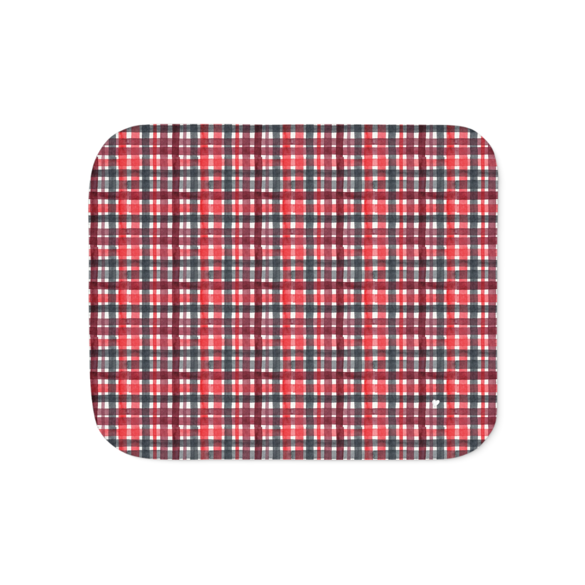 Red and Black Plaid Sherpa Blanket, Watercolor Buffalo Check Christmas Throw, Cozy Cabin Fleece Blanket - Image 4