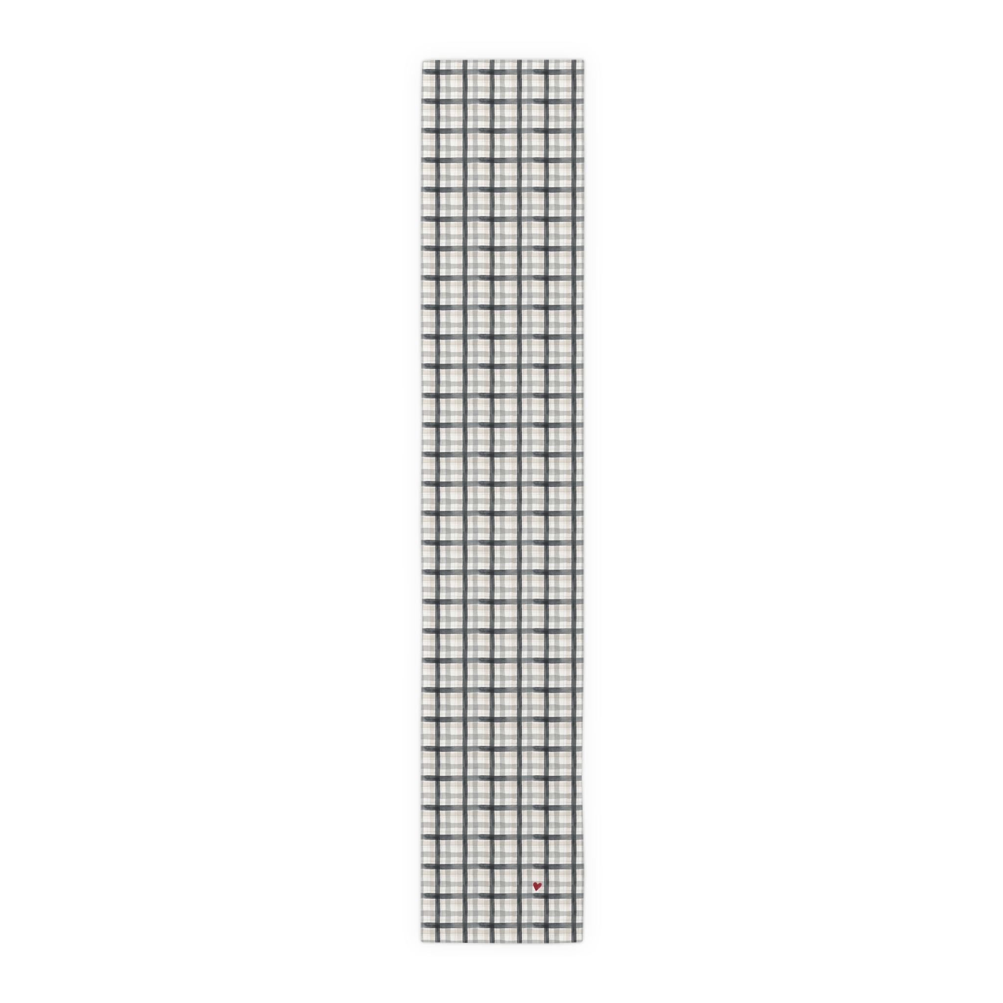 Charcoal Gray Plaid Table Runner, Watercolor Tartan Holiday Table Decor, Neutral Winter Dining - Image 7