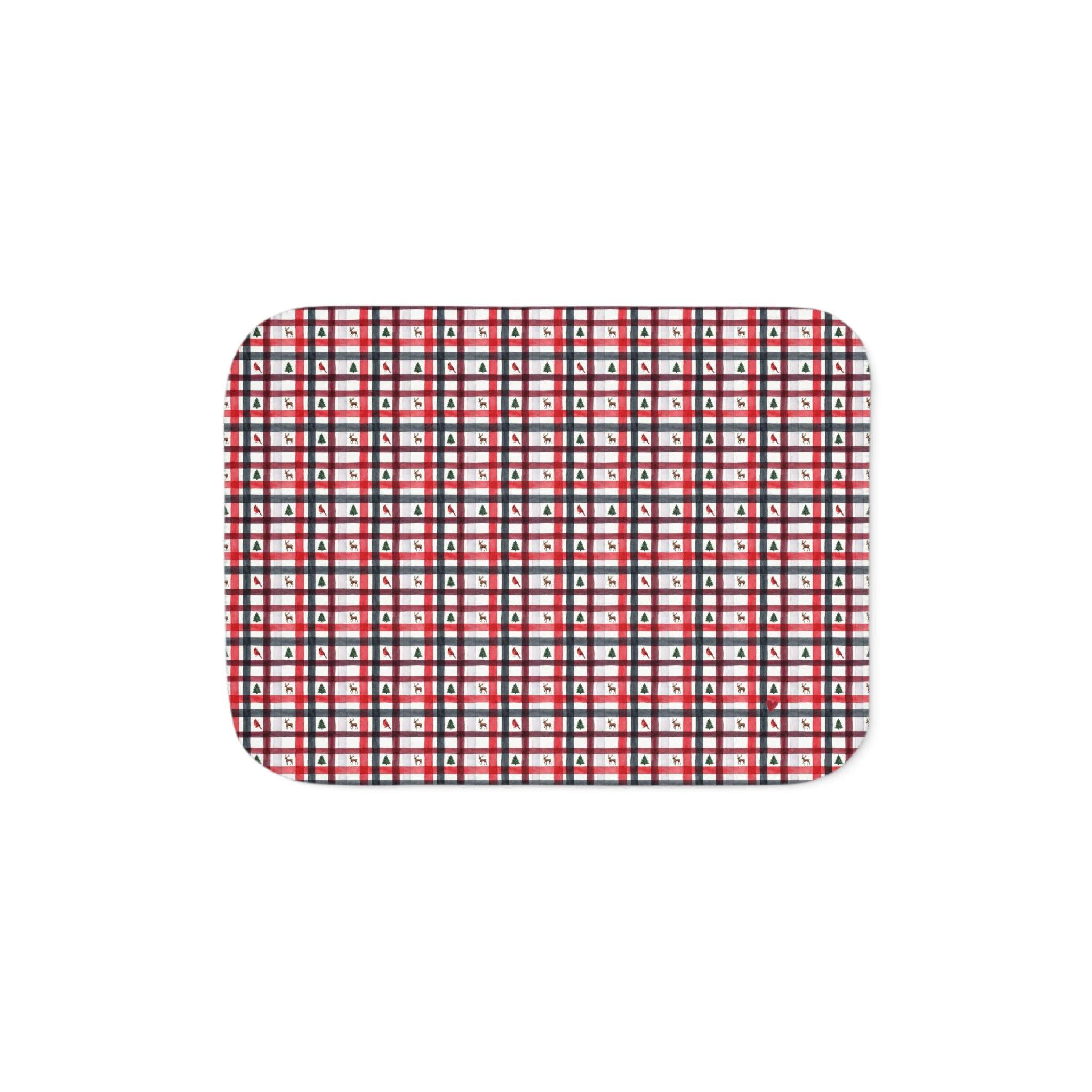 Red and White Christmas Plaid Sherpa Blanket, Reindeer Cabin Throw, Holiday Fleece Blanket - Image 6