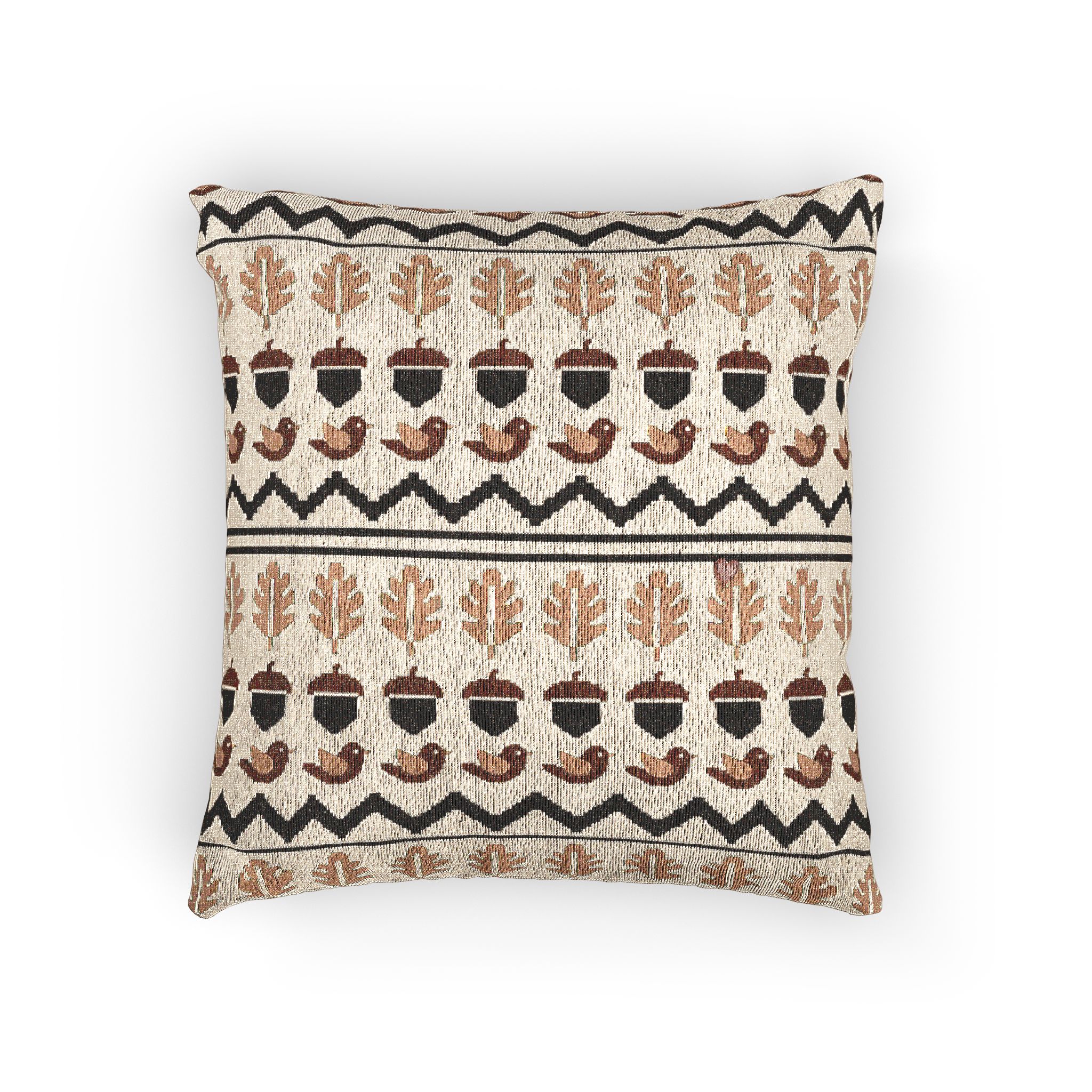 Autumn Folk Fair Isle Woven Pillow, Mustard and Rust Fall Throw Pillow, Jacquard Accent Pillow - Image 2
